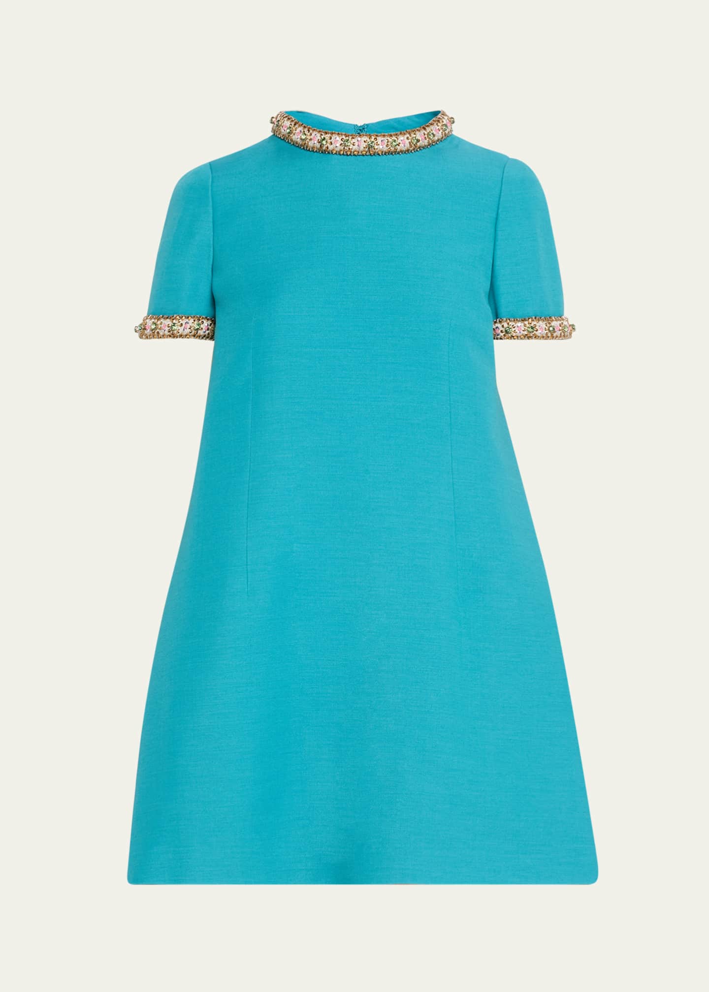 Valentino Garavani Crystal Short-Sleeve Mini Shift Dress Image 1 of 5