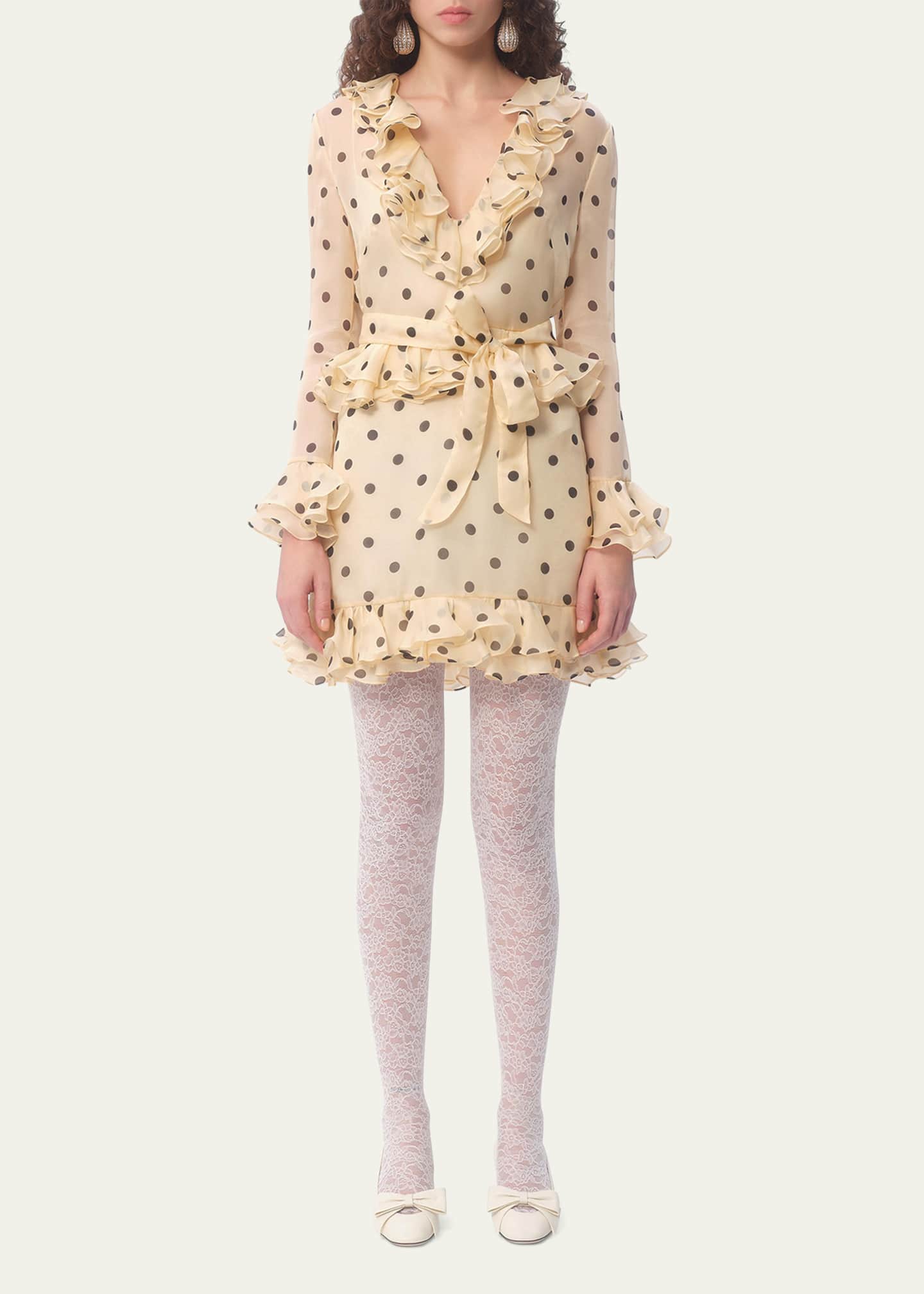 Valentino Garavani Polka Dot Ruffle Organza Mini Dress Image 2 of 4
