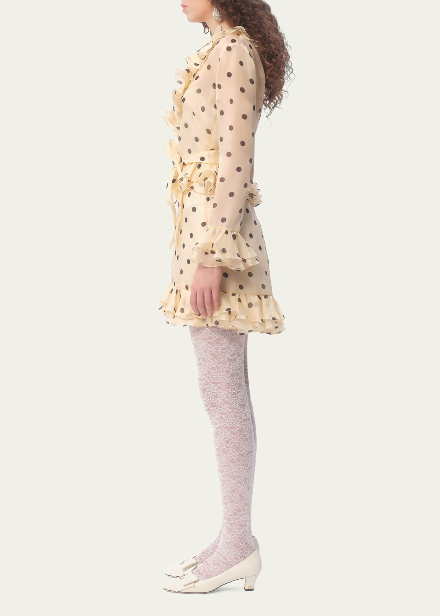 Valentino Garavani Polka Dot Ruffle Organza Mini Dress Image 3 of 4