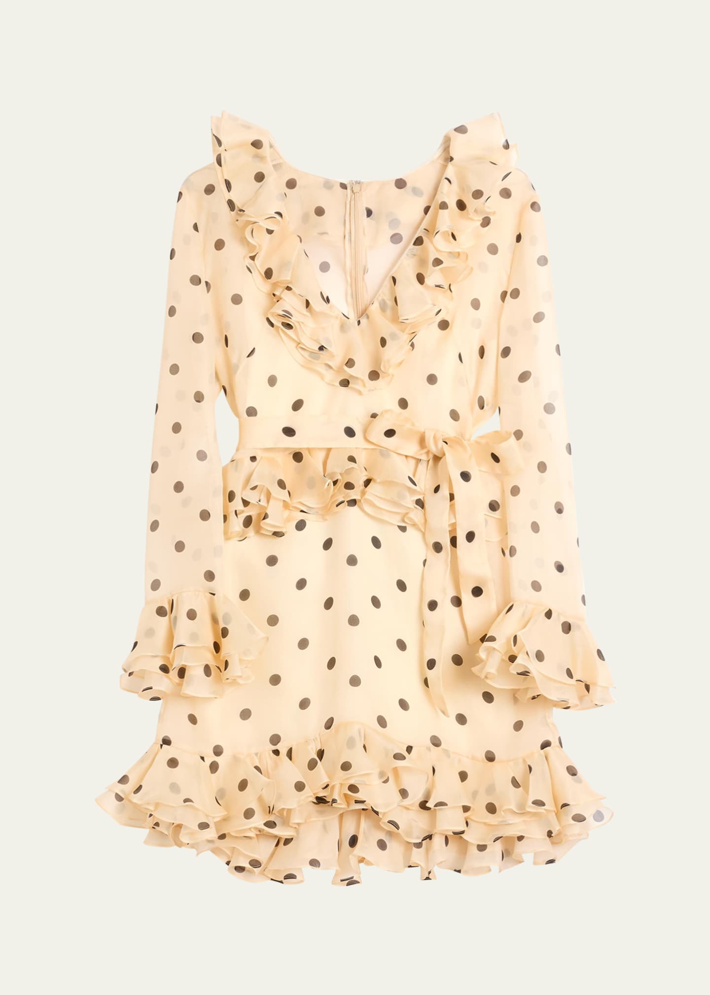 Valentino Garavani Polka Dot Ruffle Organza Mini Dress Image 1 of 4