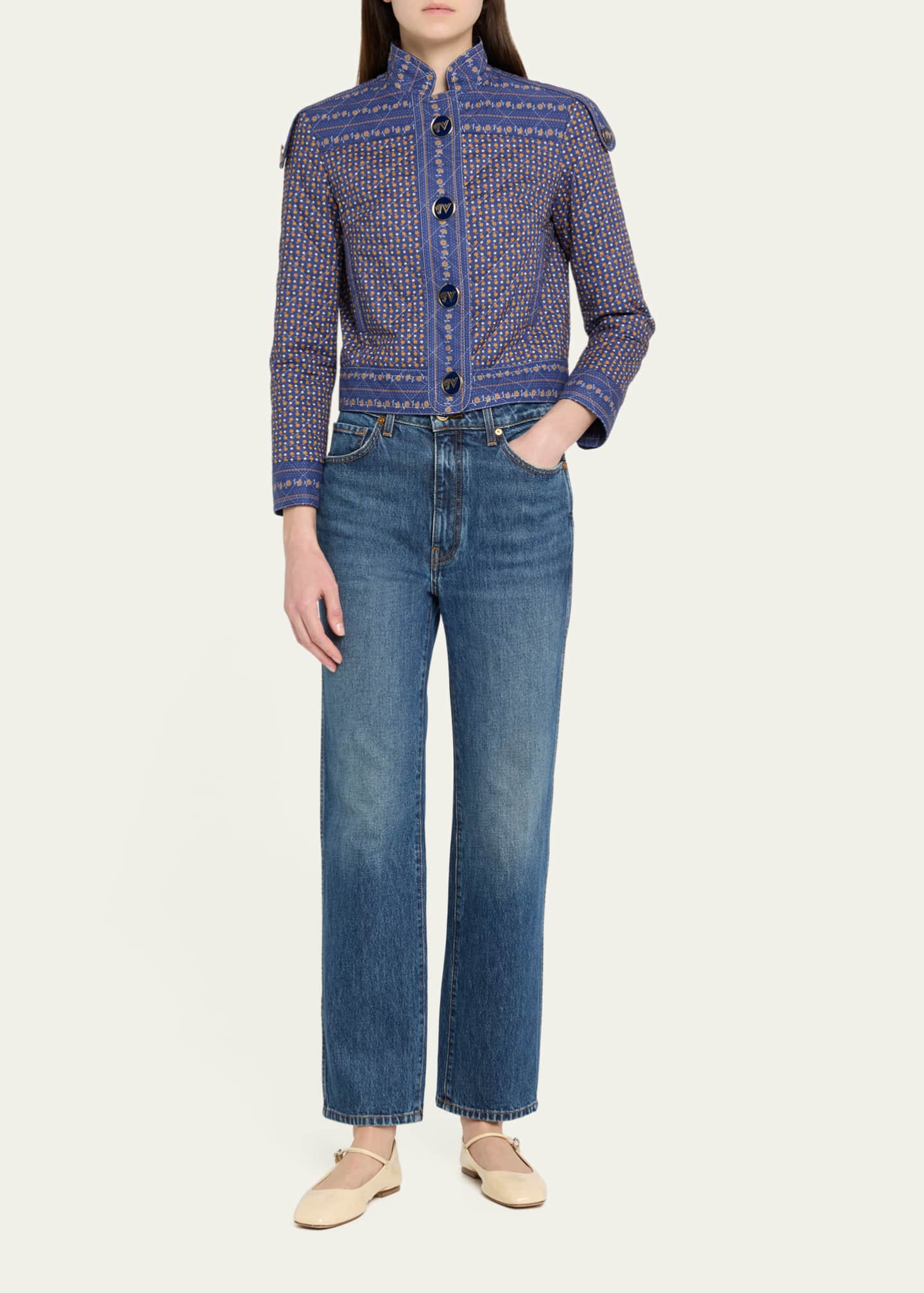 Valentino Garavani Floral High-Neck Quilted Jacket Image 2 of 5