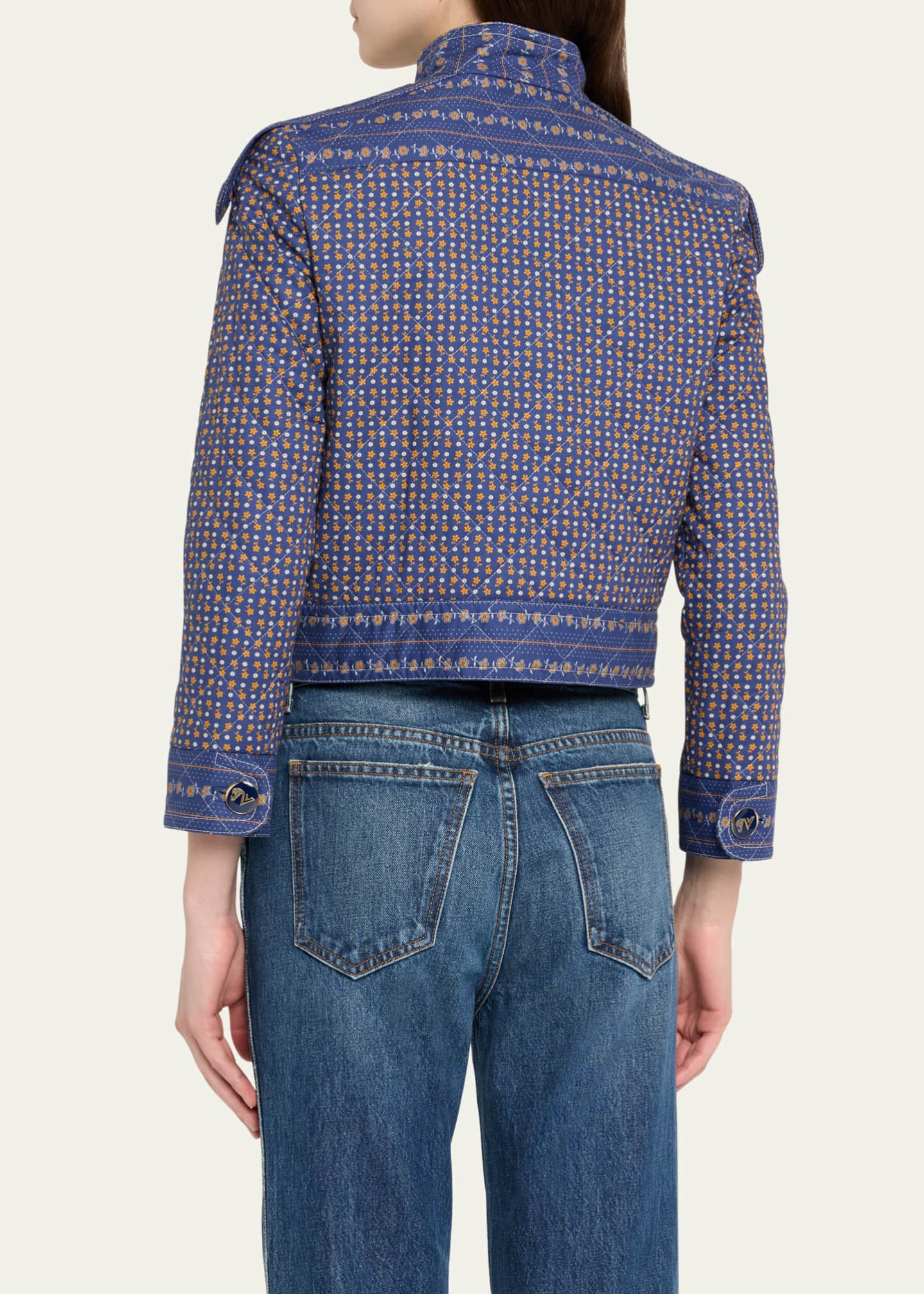 Valentino Garavani Floral High-Neck Quilted Jacket Image 3 of 5
