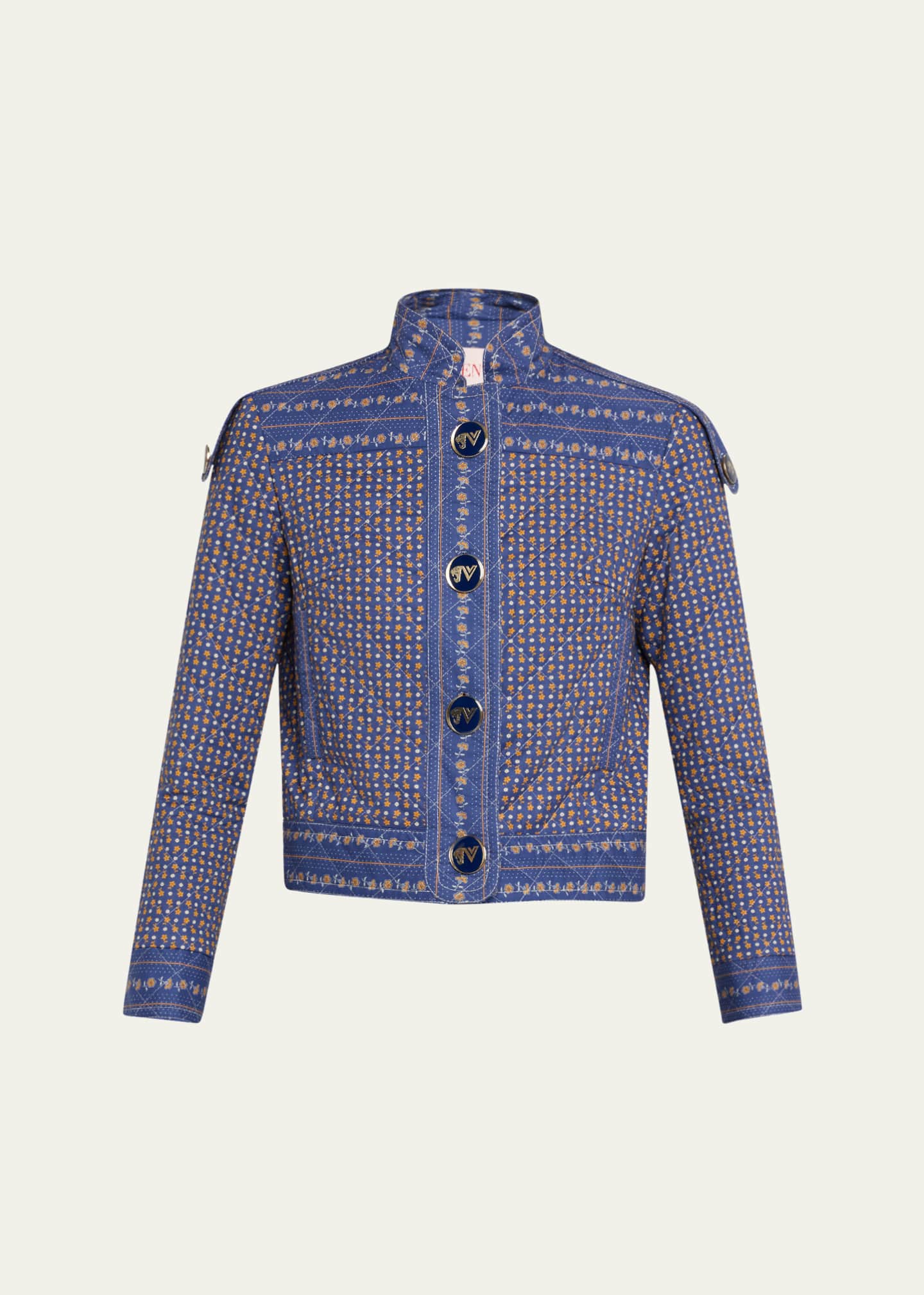Valentino Garavani Floral High-Neck Quilted Jacket Image 1 of 5
