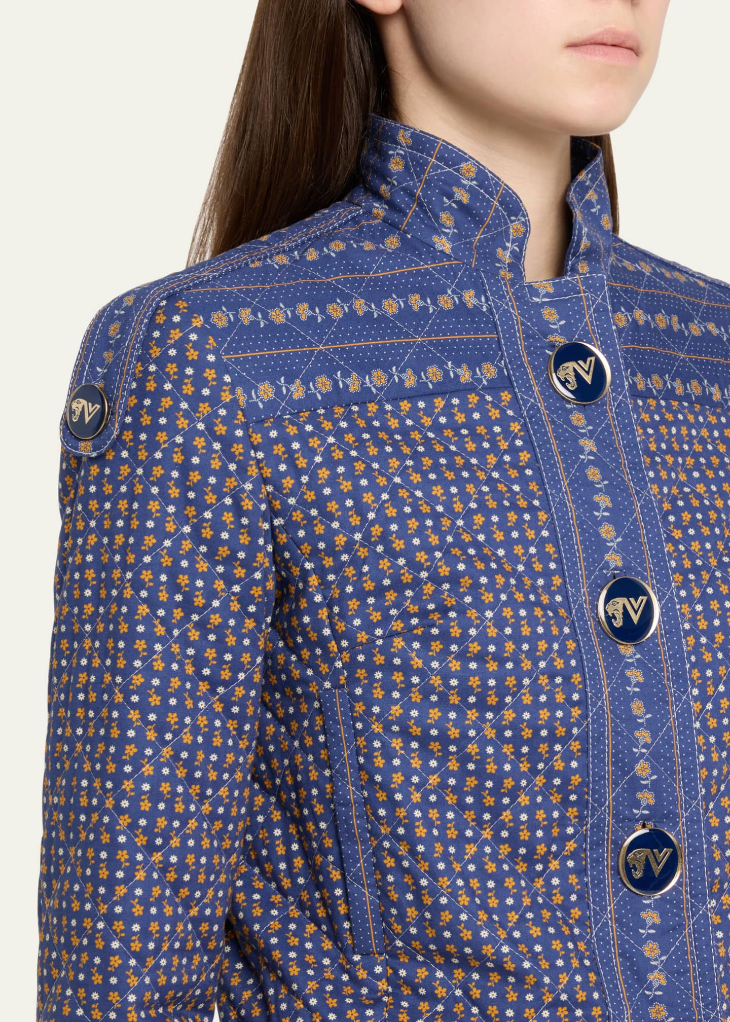 Valentino Garavani Floral High-Neck Quilted Jacket Image 5 of 5