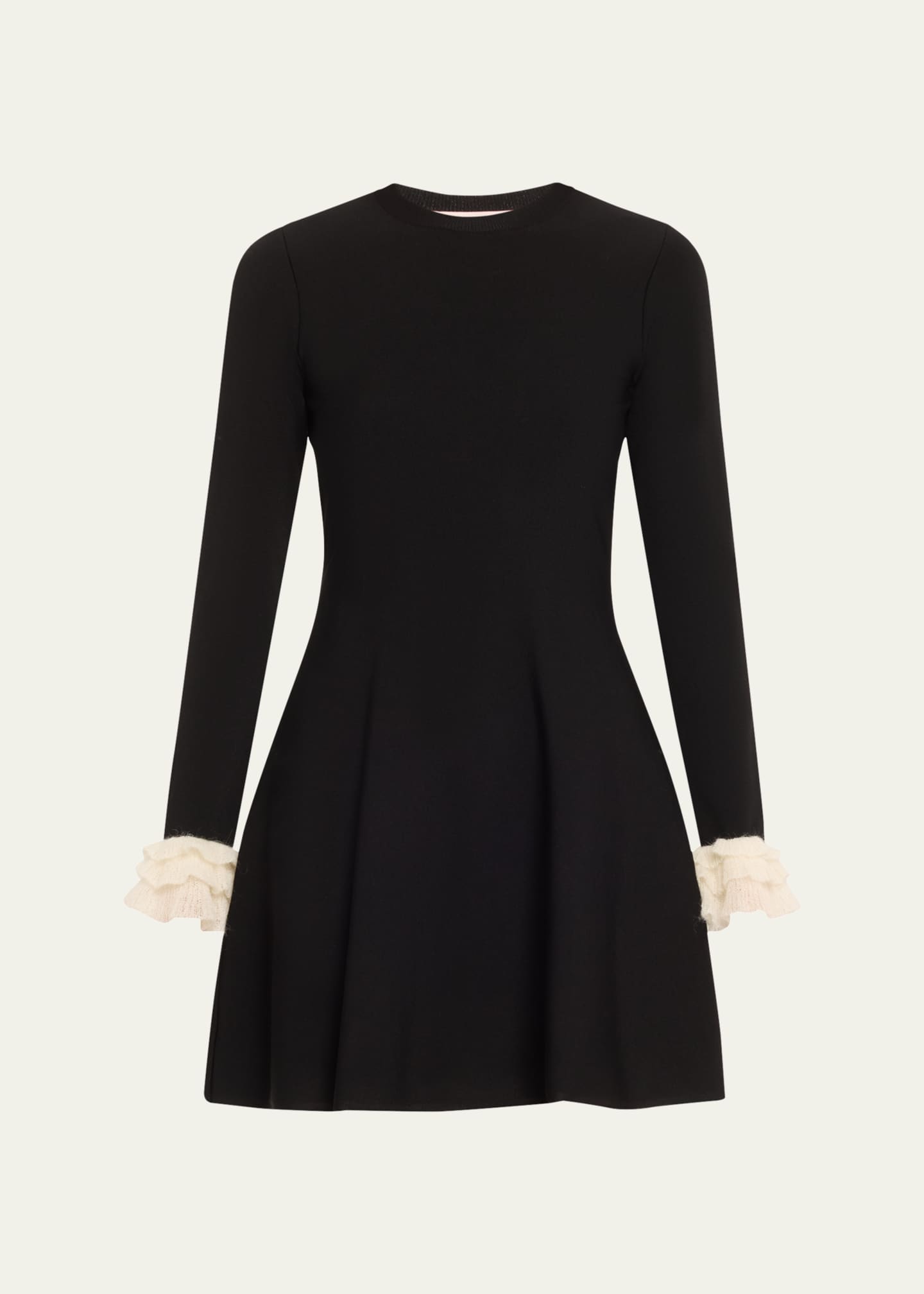 Valentino Garavani Long-Sleeve Ruffle-Cuff Mini Dress Image 1 of 5