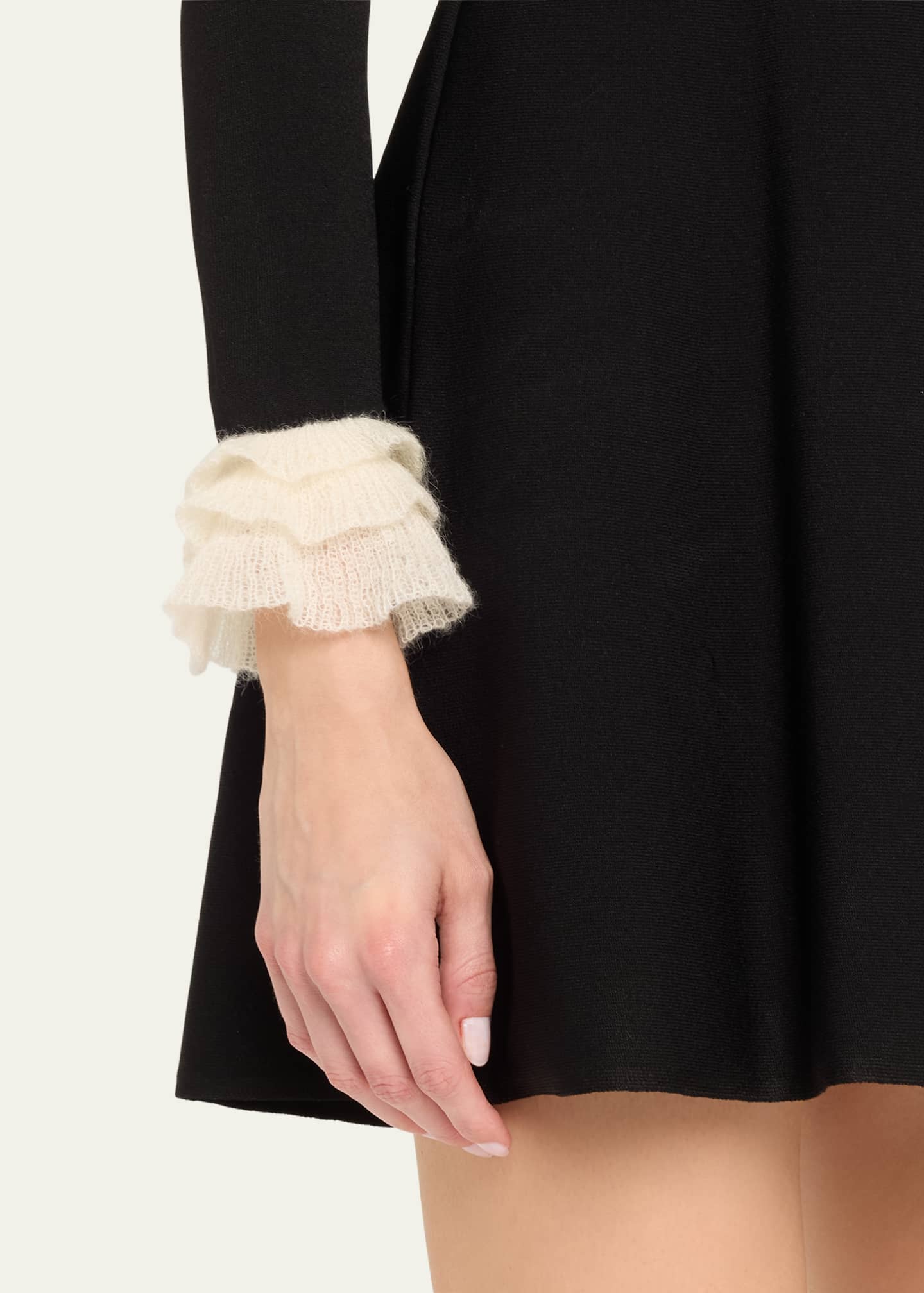 Valentino Garavani Long-Sleeve Ruffle-Cuff Mini Dress Image 5 of 5