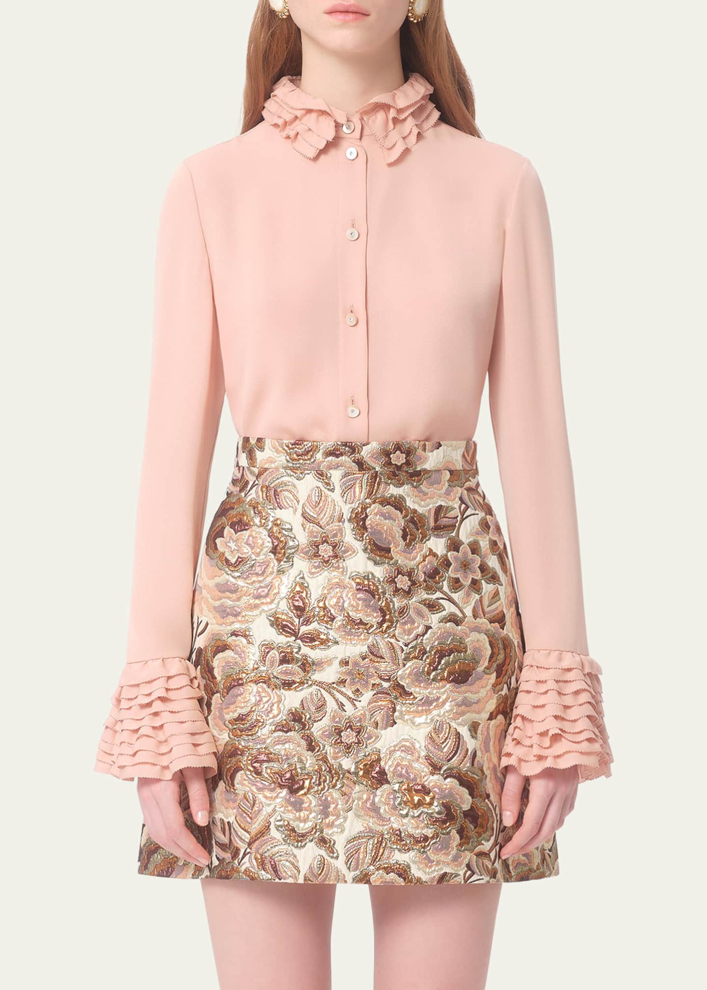 Valentino Garavani Tiered Ruffle Button Down Blouse Image 4 of 5