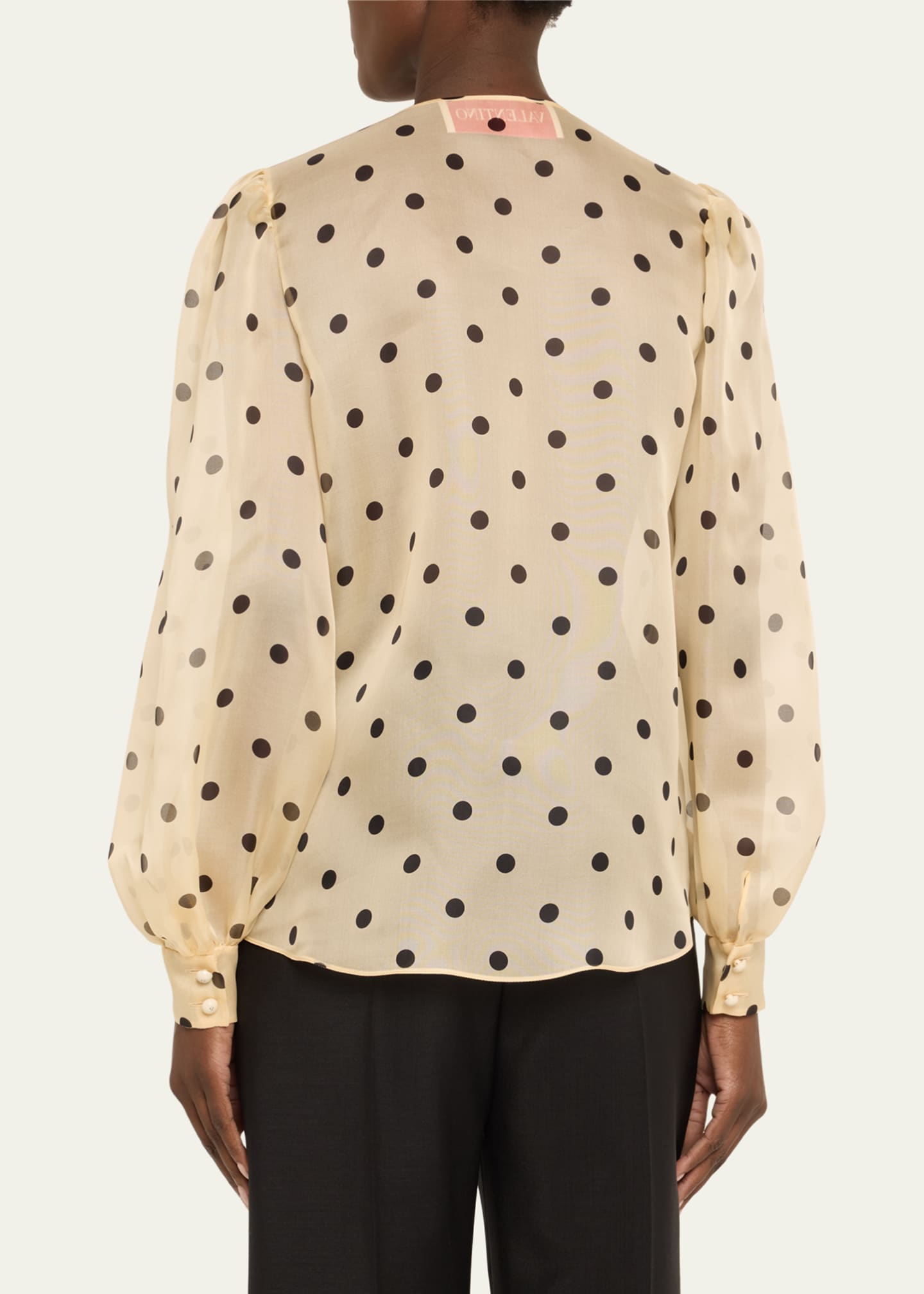 Valentino Garavani Ruffle Bib Organza Polka Dot Print Blouse Image 3 of 5