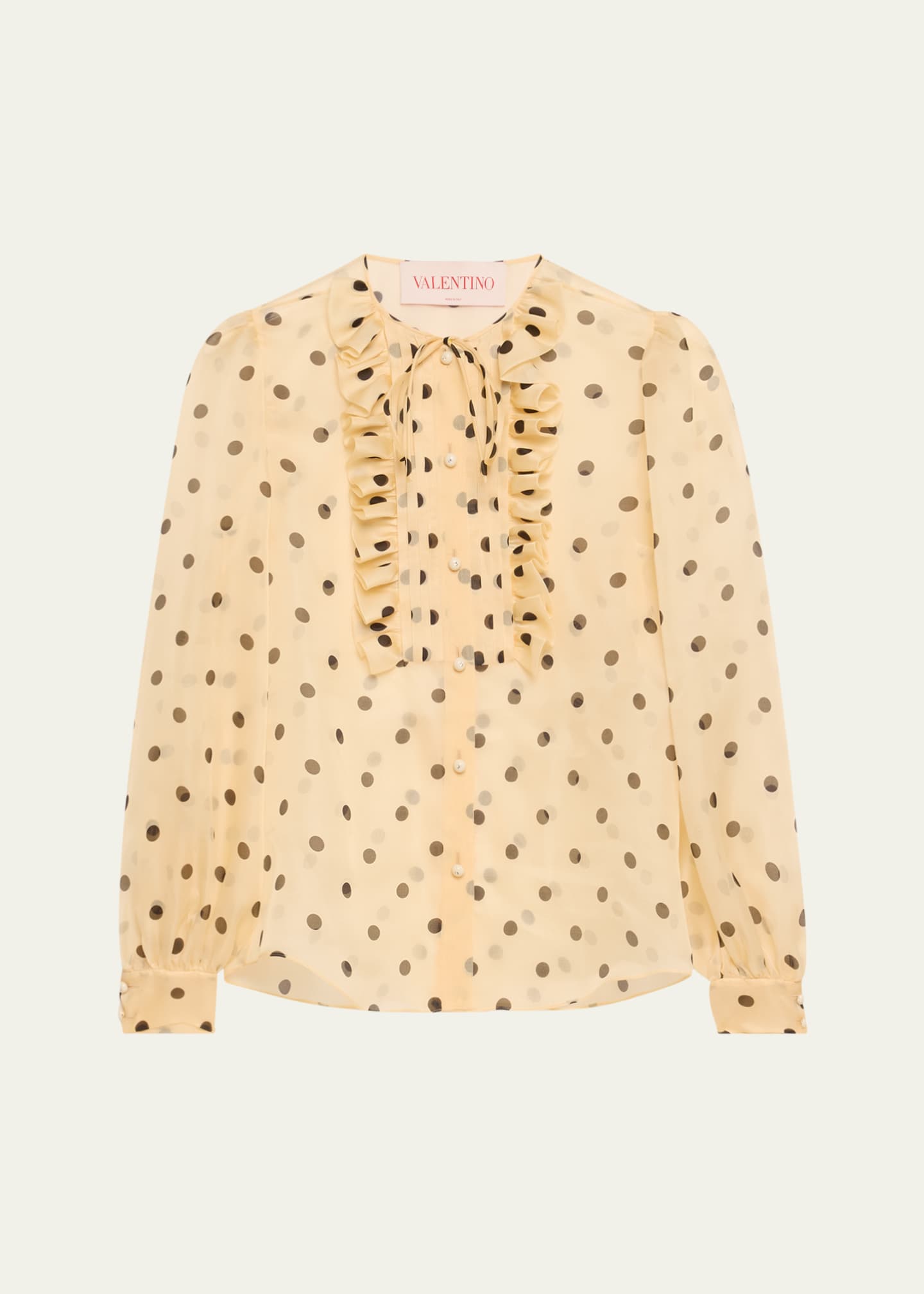 Valentino Garavani Ruffle Bib Organza Polka Dot Print Blouse Image 1 of 5