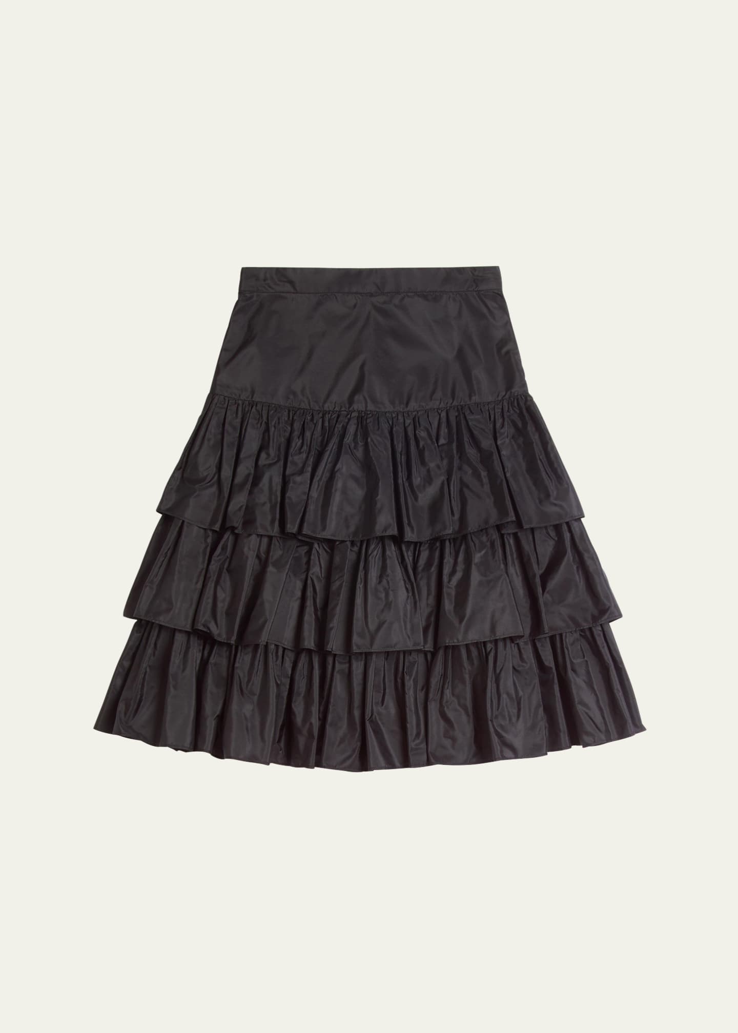 Tiered Ruffle Silk Skirt