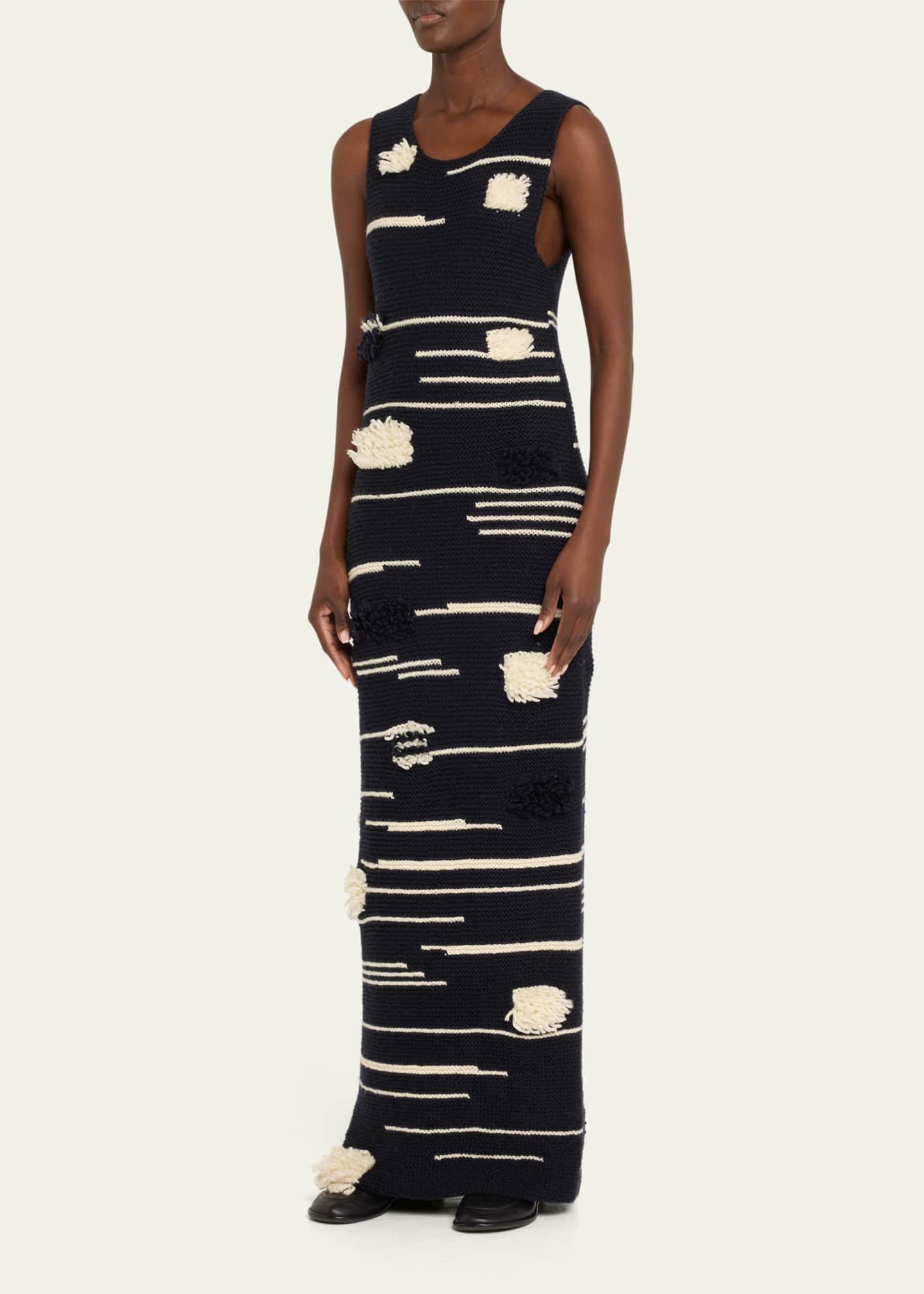 ZANKOV Lune Two-Tone Sleeveless Maxi Wool Dress Image 3 of 4