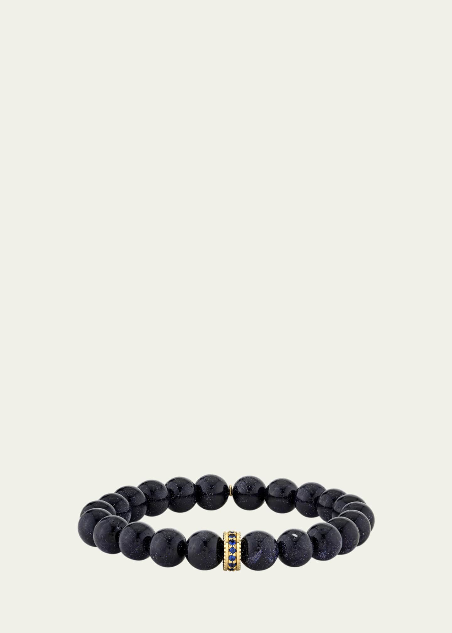 Sydney Evan 8MM Sapphire Bead Bracelet With Scallop-Edge Pave Rondelle Image 1 of 2