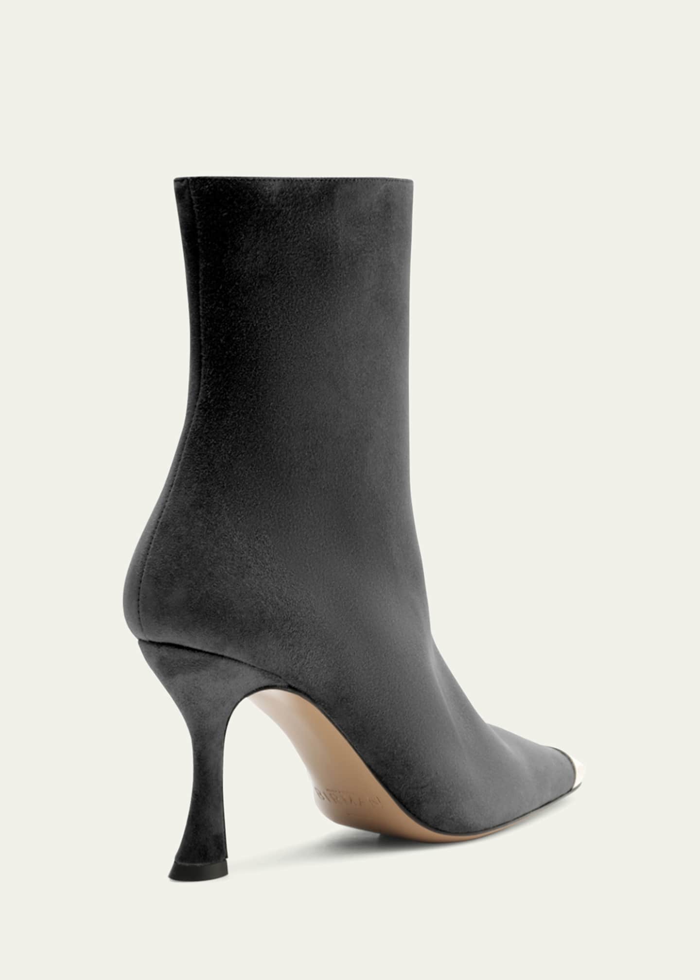 Alexandre Birman Olivia Suede Cap-Toe Booties Image 2 of 3