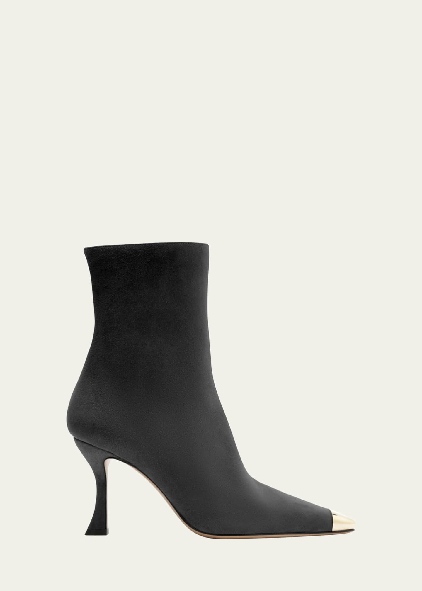 Alexandre Birman Olivia Suede Cap-Toe Booties Image 1 of 3