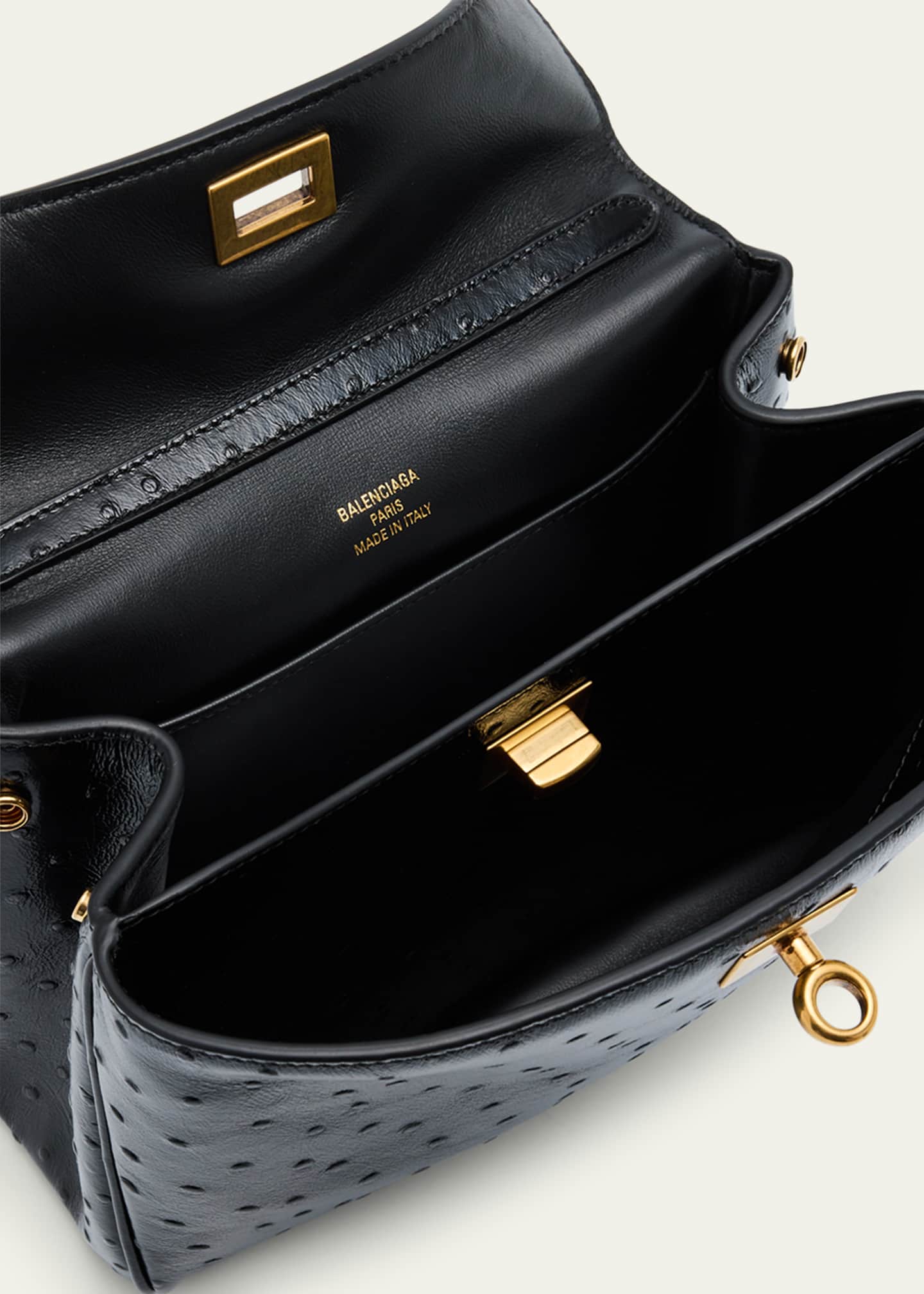 Balenciaga Rodeo Mini Ostrich-Embossed Leather Top-Handle Bag Image 4 of 6