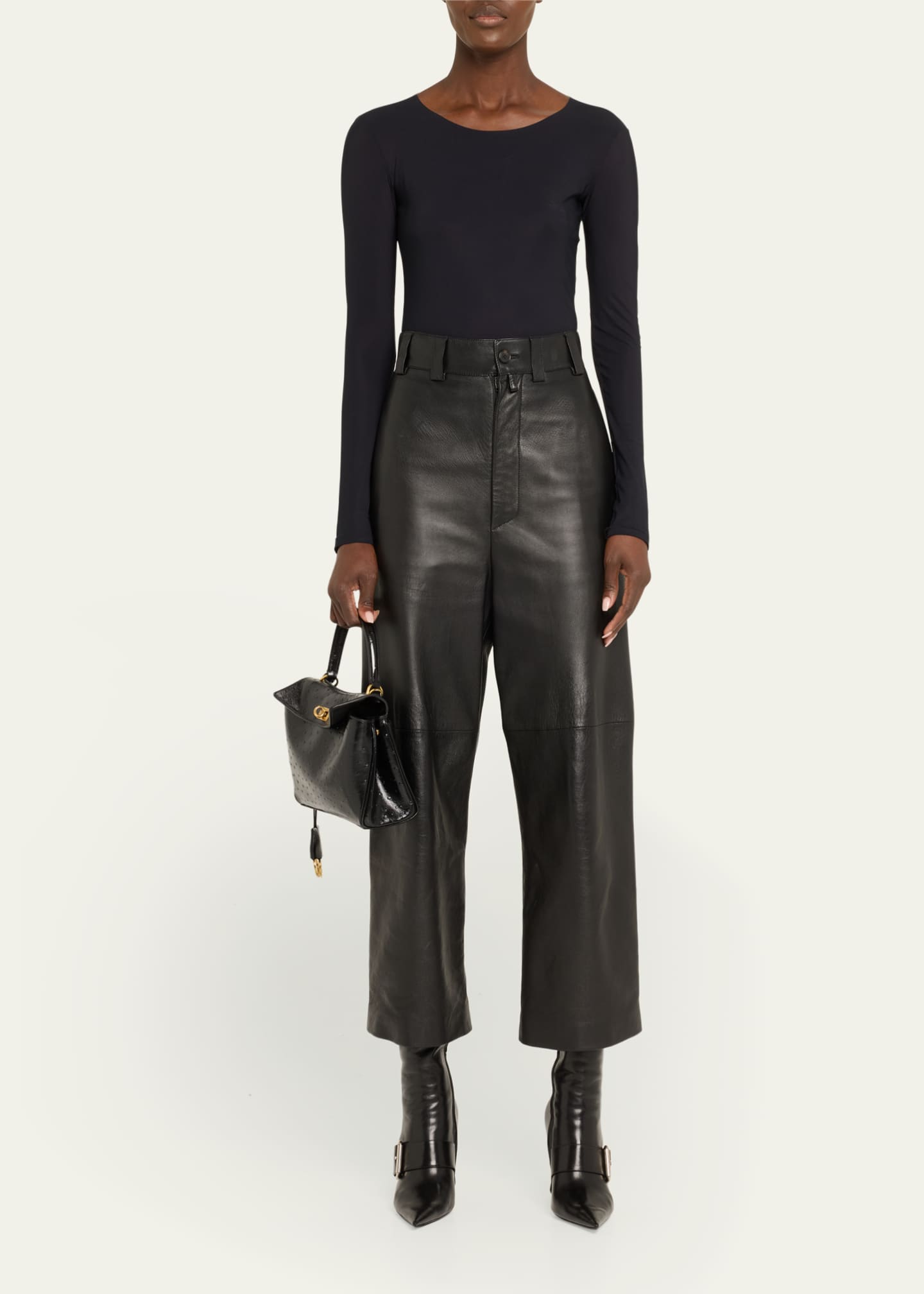 Balenciaga Rodeo Mini Ostrich-Embossed Leather Top-Handle Bag Image 5 of 6
