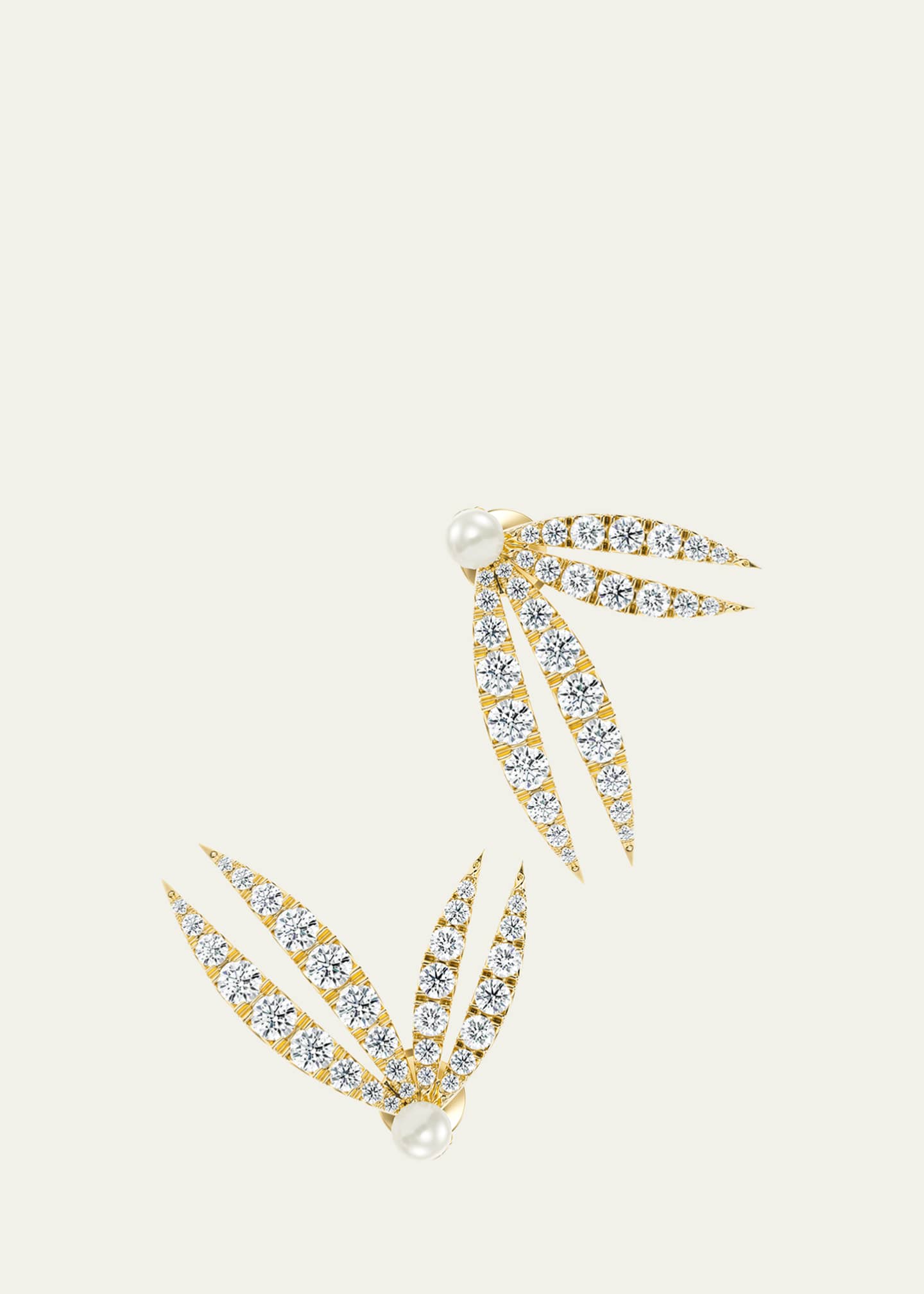 KAMAL Lotus Diamond and Pearl Flourish Earrings Image 3 of 3