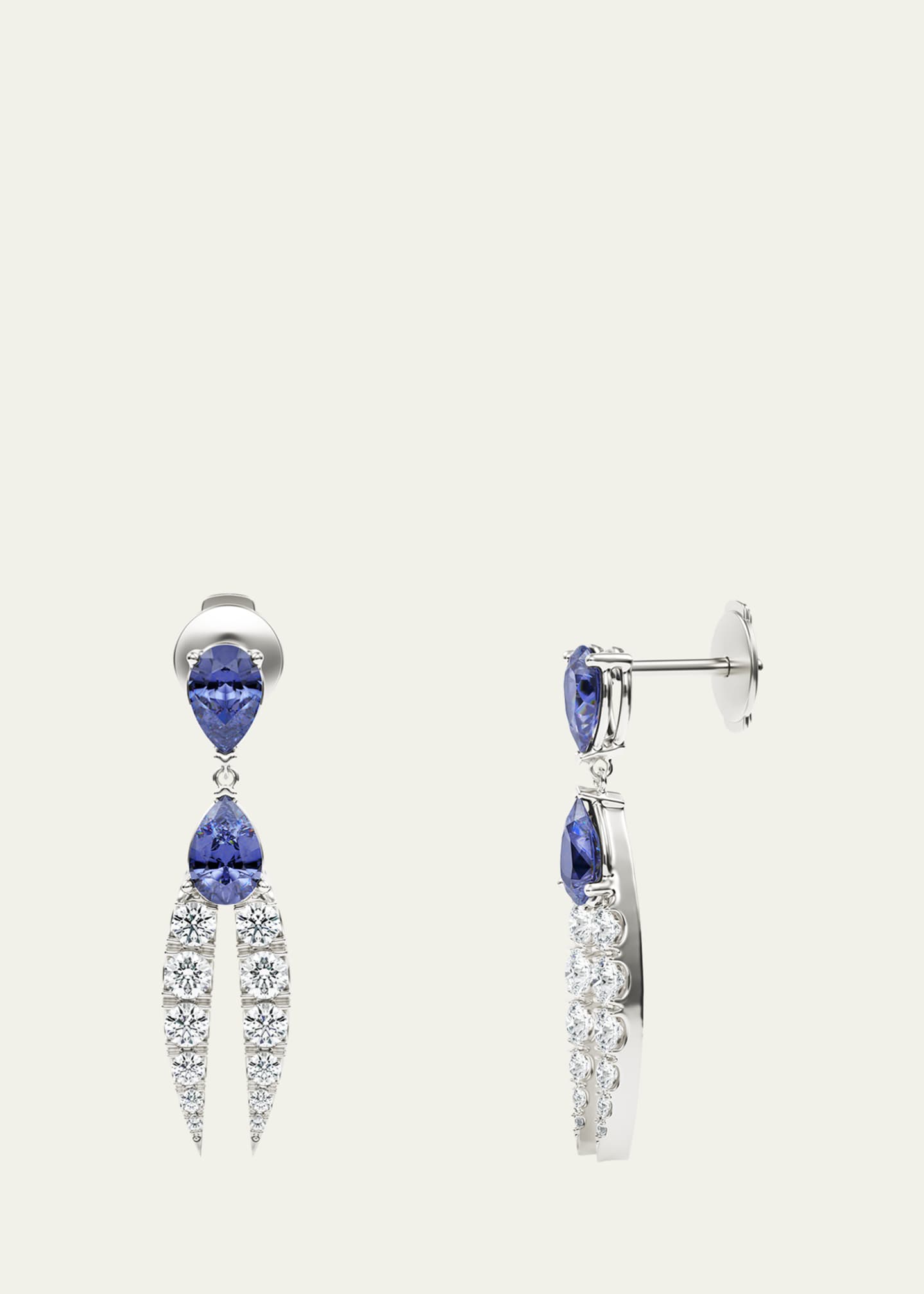 KAMAL Lotus Diamond and Tanzanite Earrings Image 3 of 3