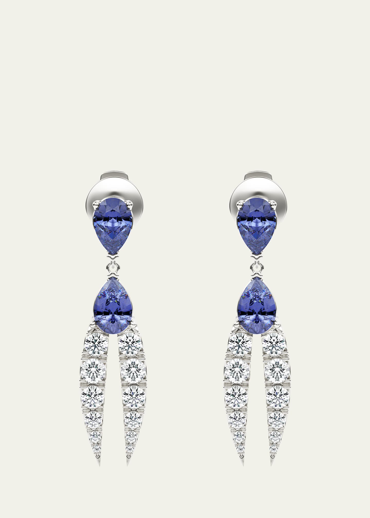 KAMAL Lotus Diamond and Tanzanite Earrings Image 1 of 3