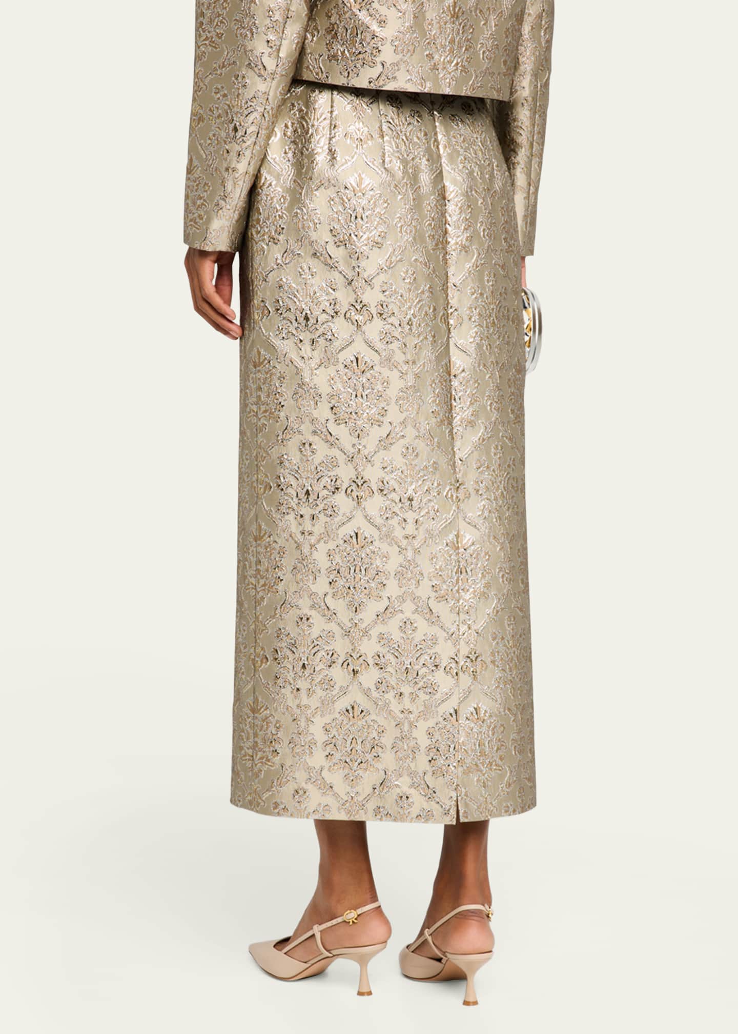 Lafayette 148 New York Metallic Brocade Maxi Pencil Skirt Image 3 of 5