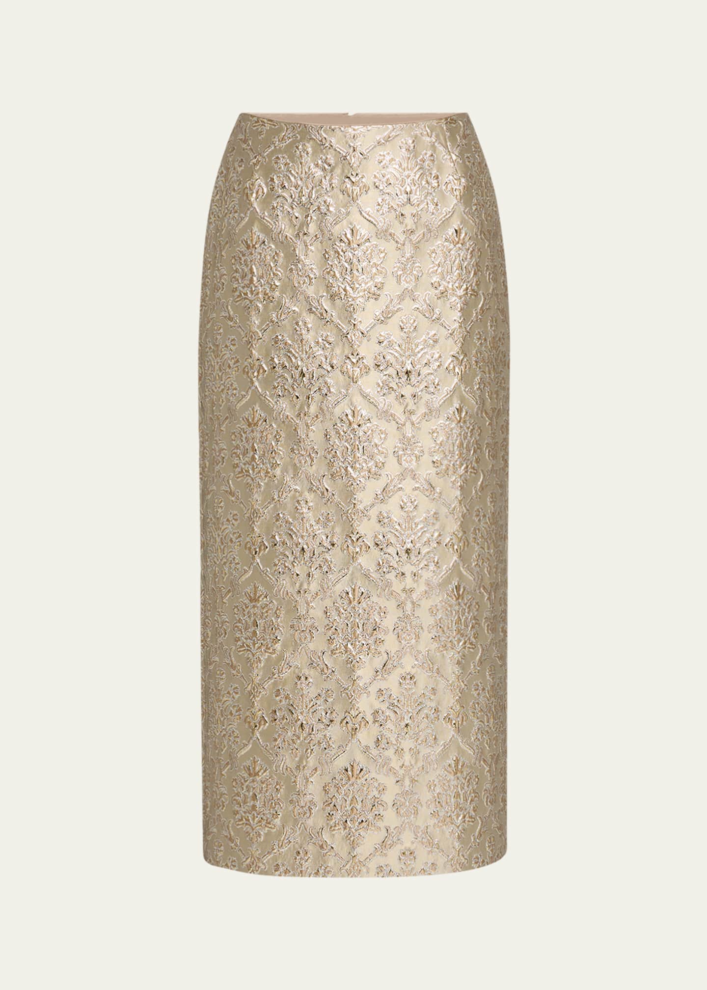 Lafayette 148 New York Metallic Brocade Maxi Pencil Skirt Image 1 of 5