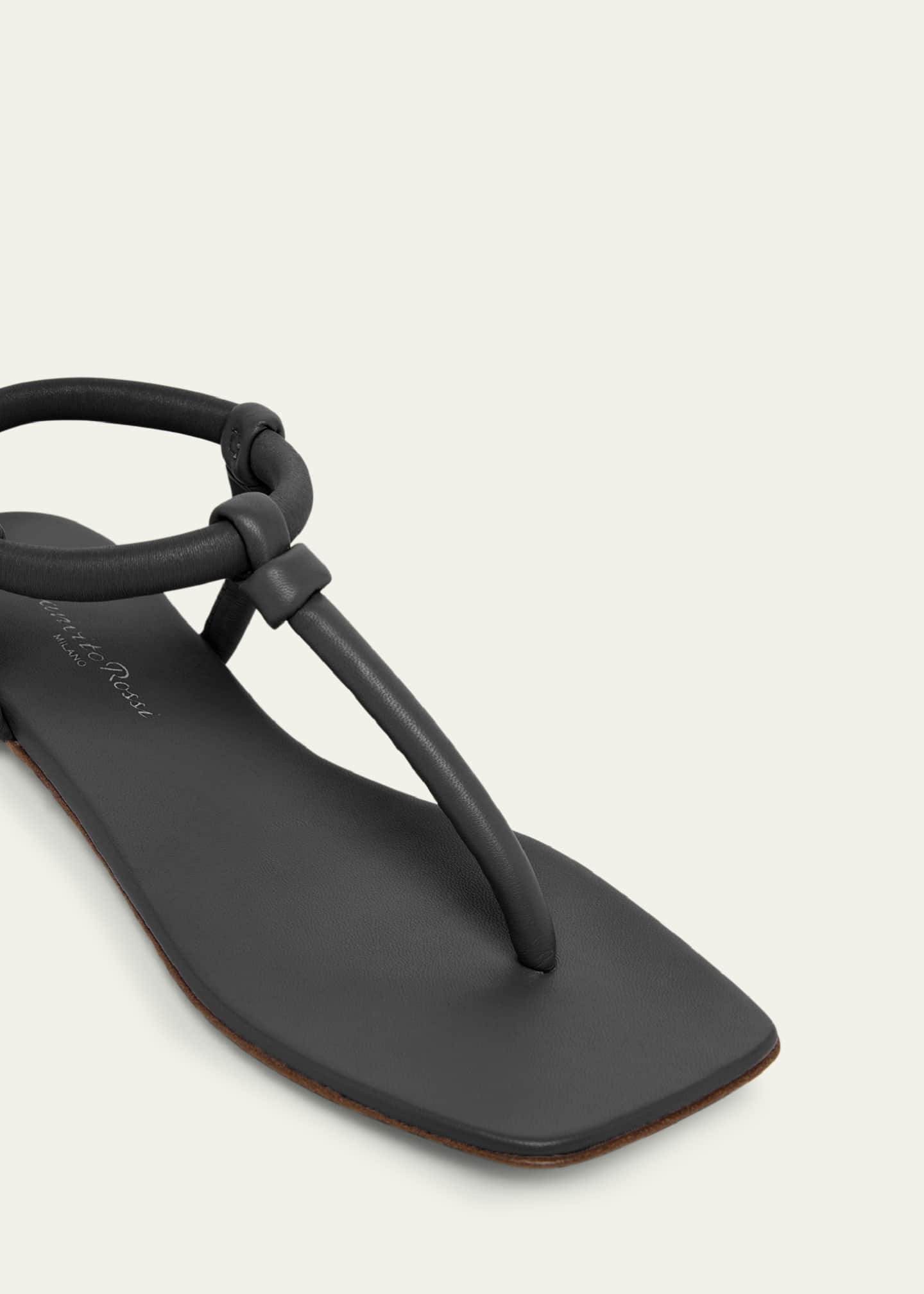 Gianvito Rossi Juno Tubular Leather Thong Sandals Image 3 of 3