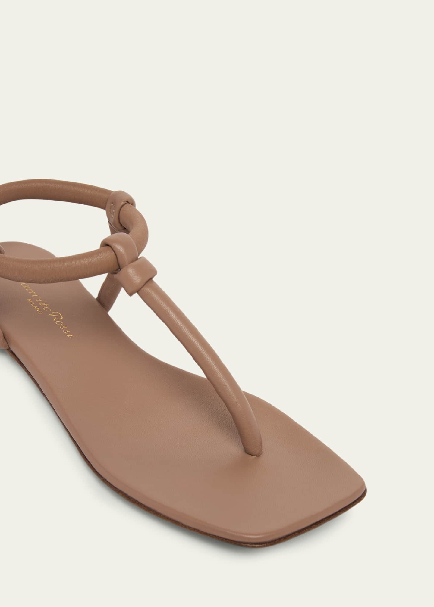 Gianvito Rossi Juno Tubular Leather Thong Sandals Image 3 of 3