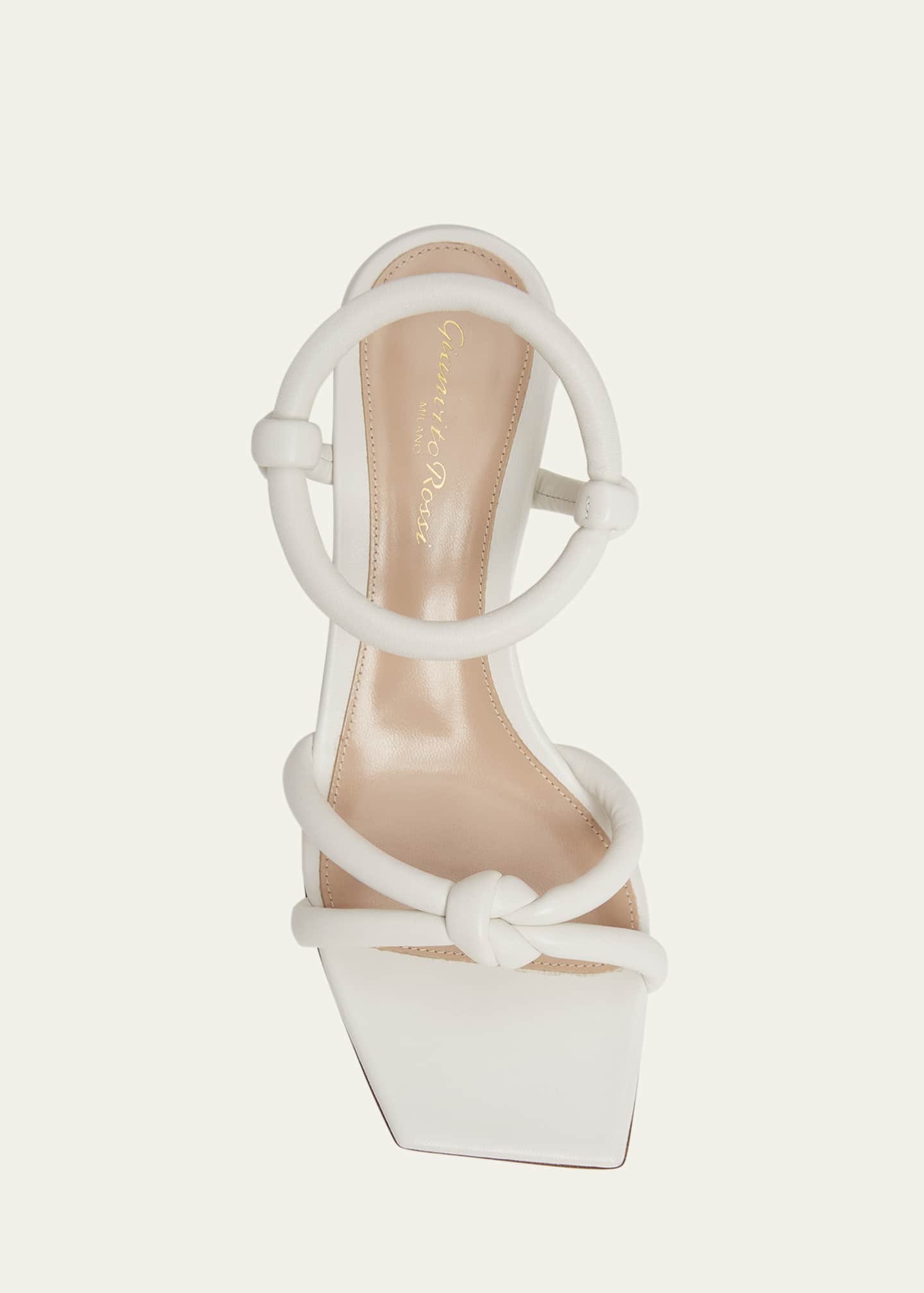 Gianvito Rossi Knotted Leather Block-Heel Sandals Image 4 of 4