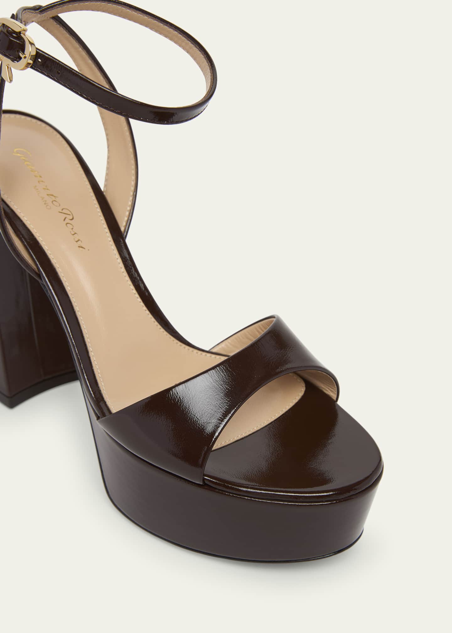 Nuit Leather Ankle-Strap Platform Sandals