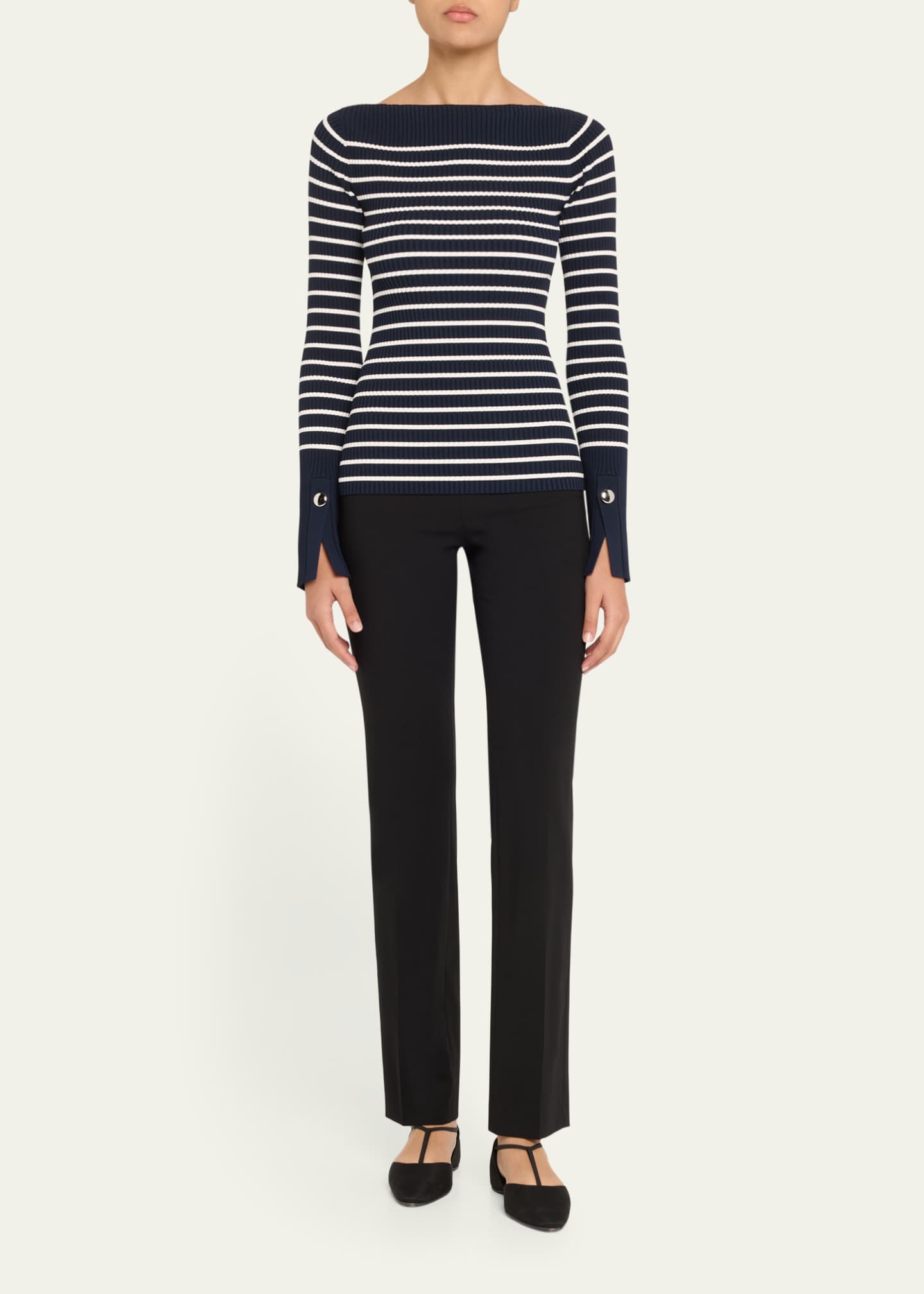 A.L.C. Anya Ribbed Stripe Boat-Neck Top Image 2 of 5