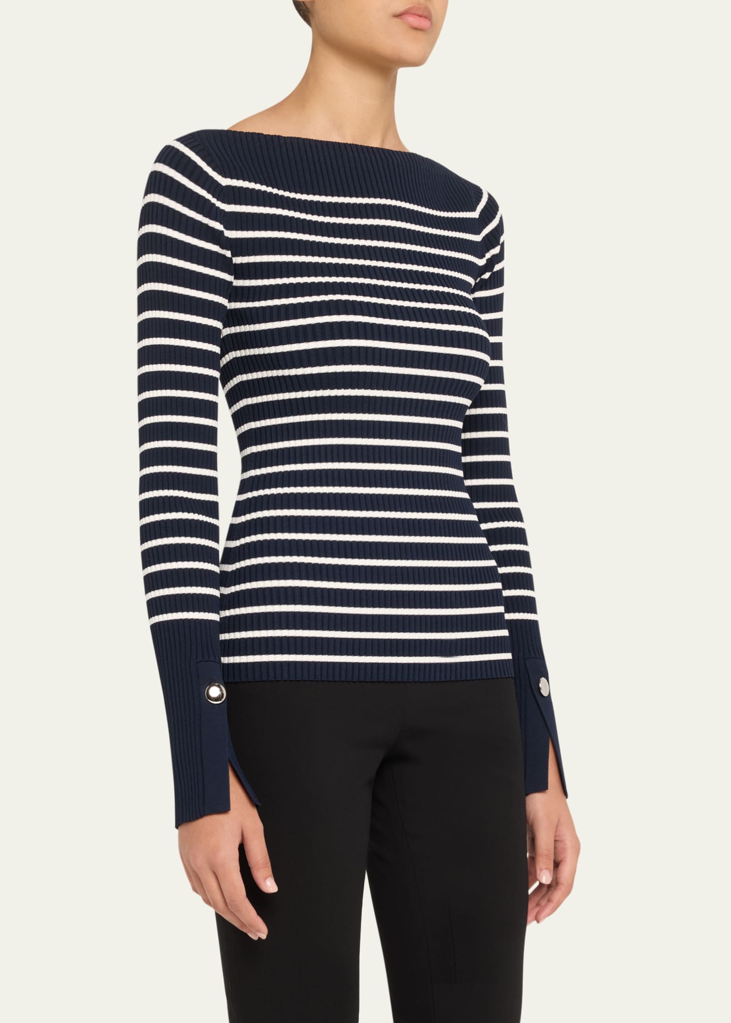 A.L.C. Anya Ribbed Stripe Boat-Neck Top Image 4 of 5
