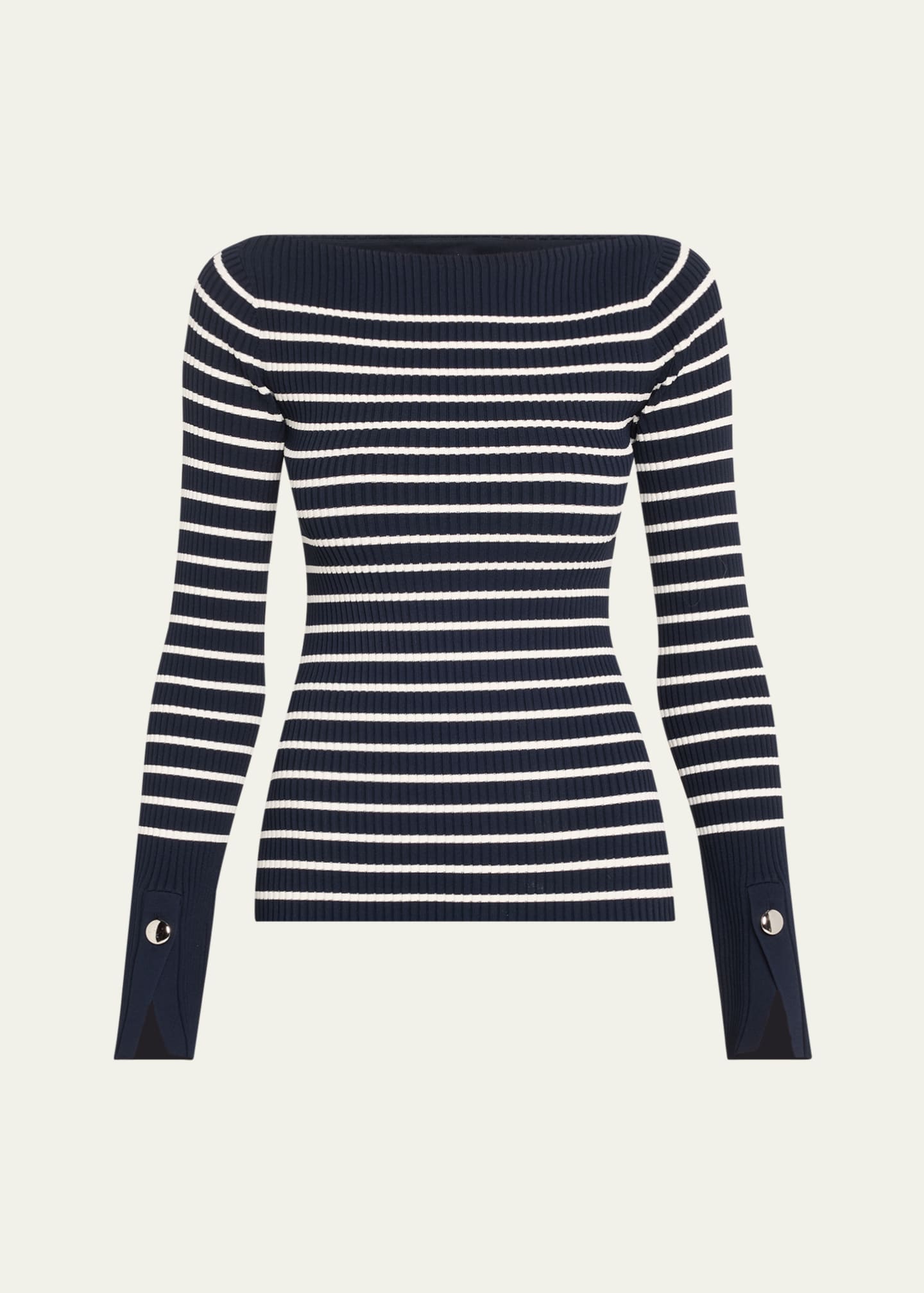 A.L.C. Anya Ribbed Stripe Boat-Neck Top Image 1 of 5