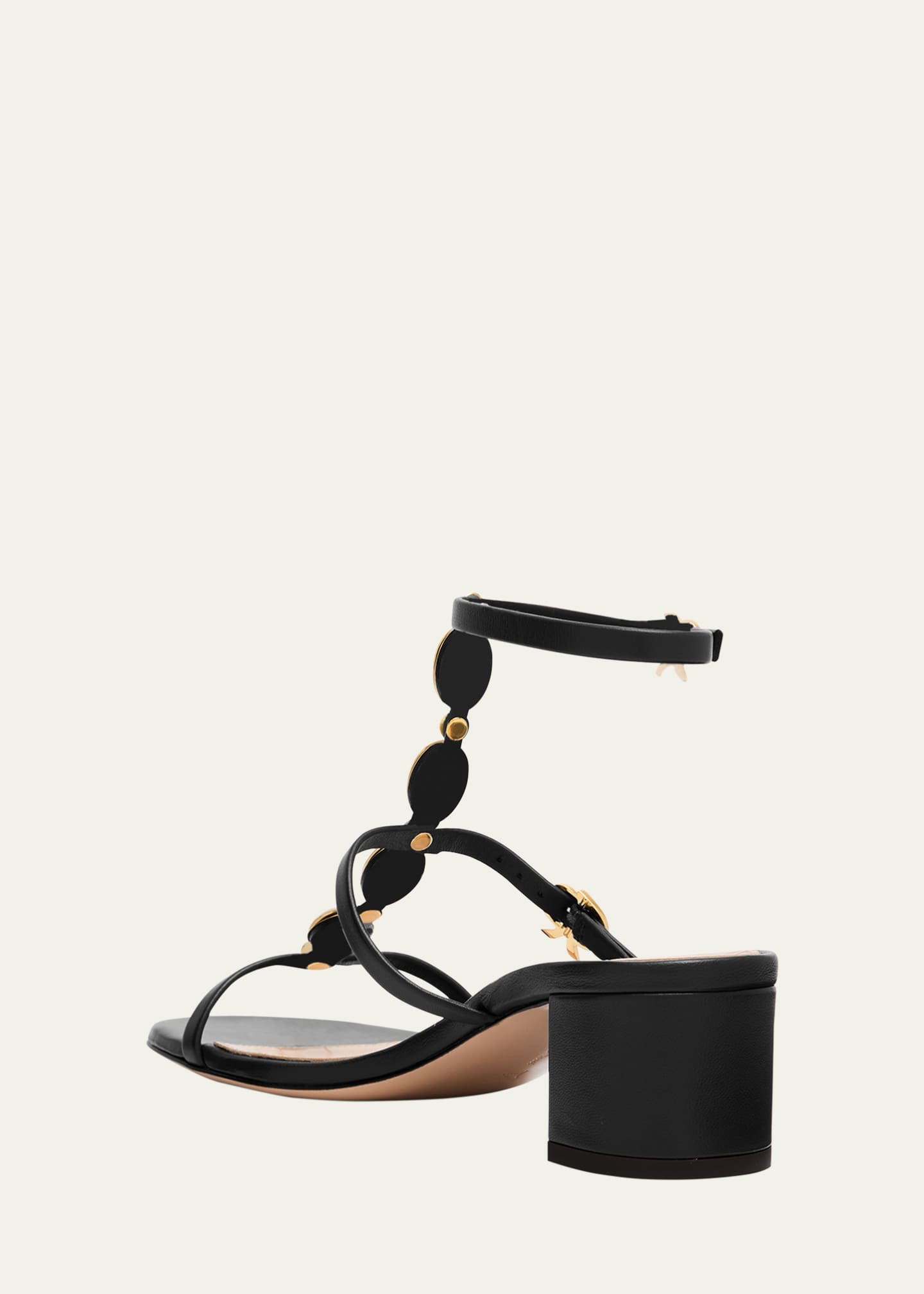 Gianvito Rossi Shanti Beaded T-Strap Leather Sandals Image 4 of 6