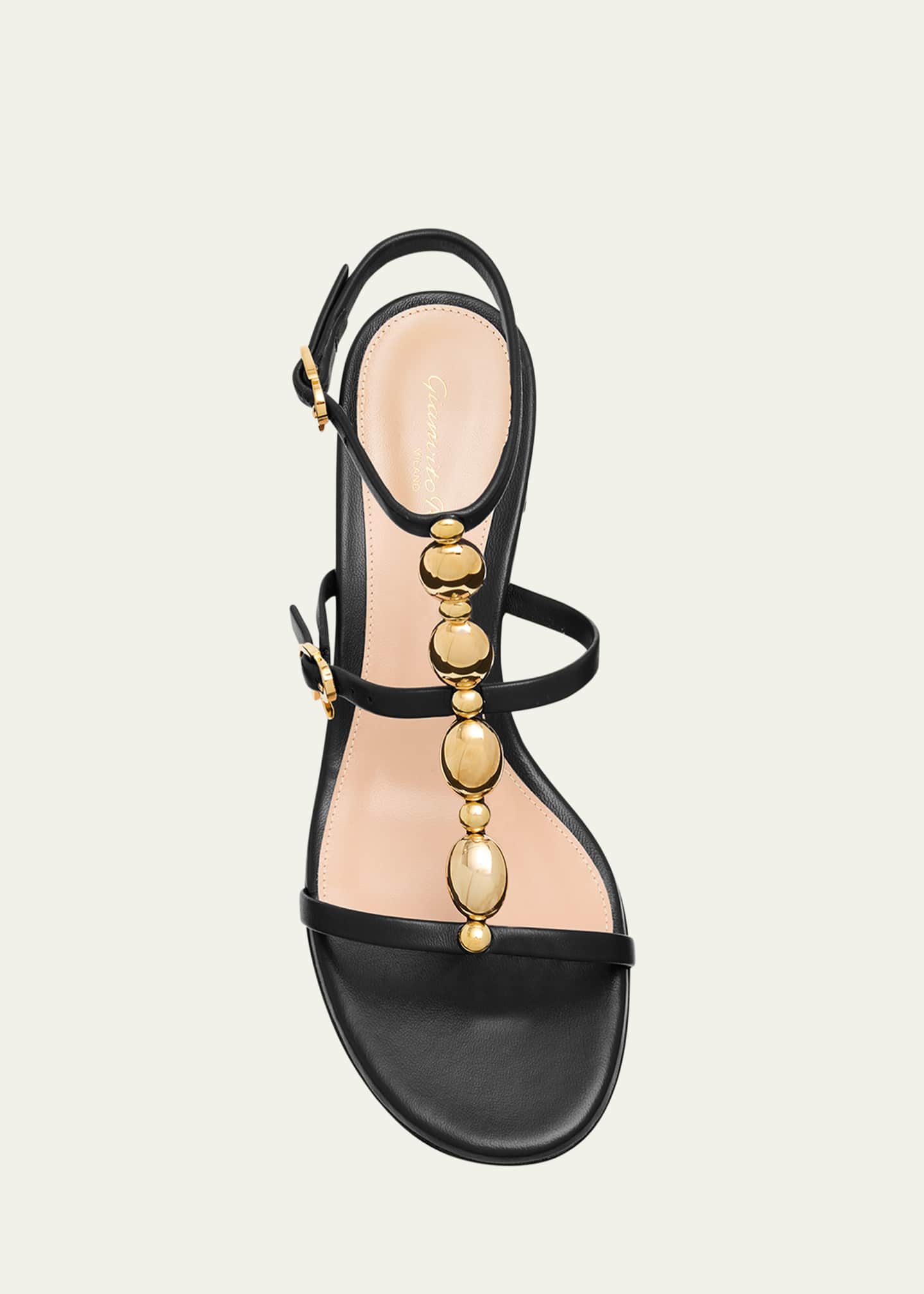 Gianvito Rossi Shanti Beaded T-Strap Leather Sandals Image 6 of 6