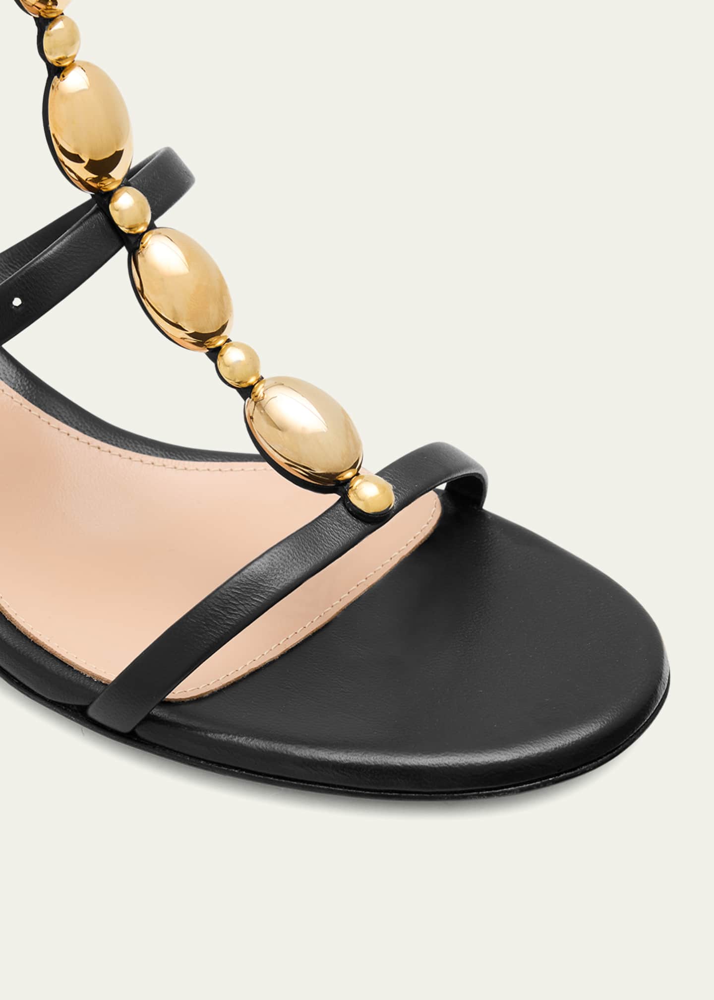 Gianvito Rossi Shanti Beaded T-Strap Leather Sandals Image 5 of 6