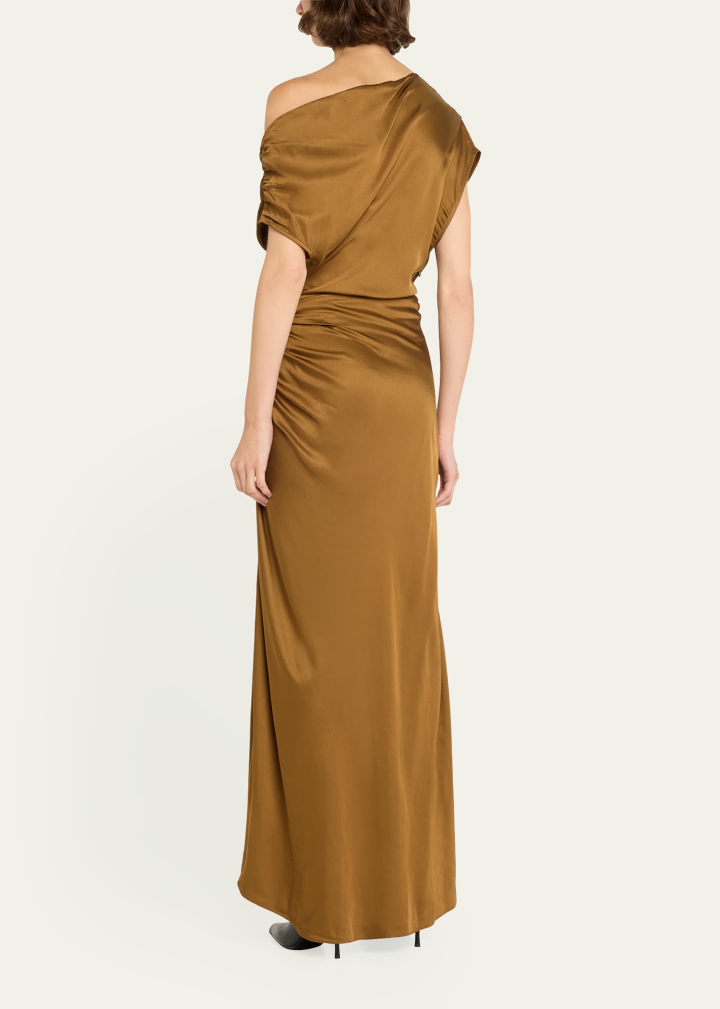 A.L.C. Penny One-Shoulder Ruched Satin Gown - Bergdorf Goodman