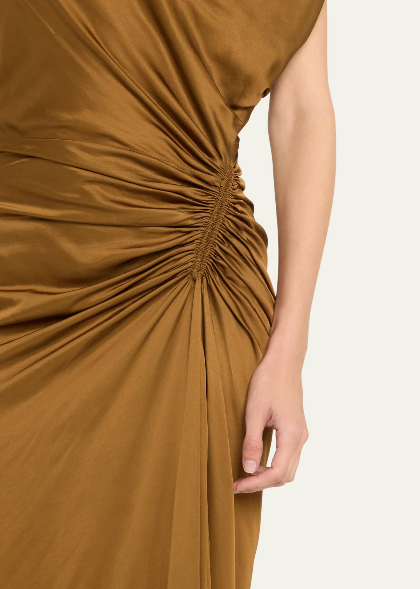 A.L.C. Penny One-Shoulder Ruched Satin Gown Image 5 of 5