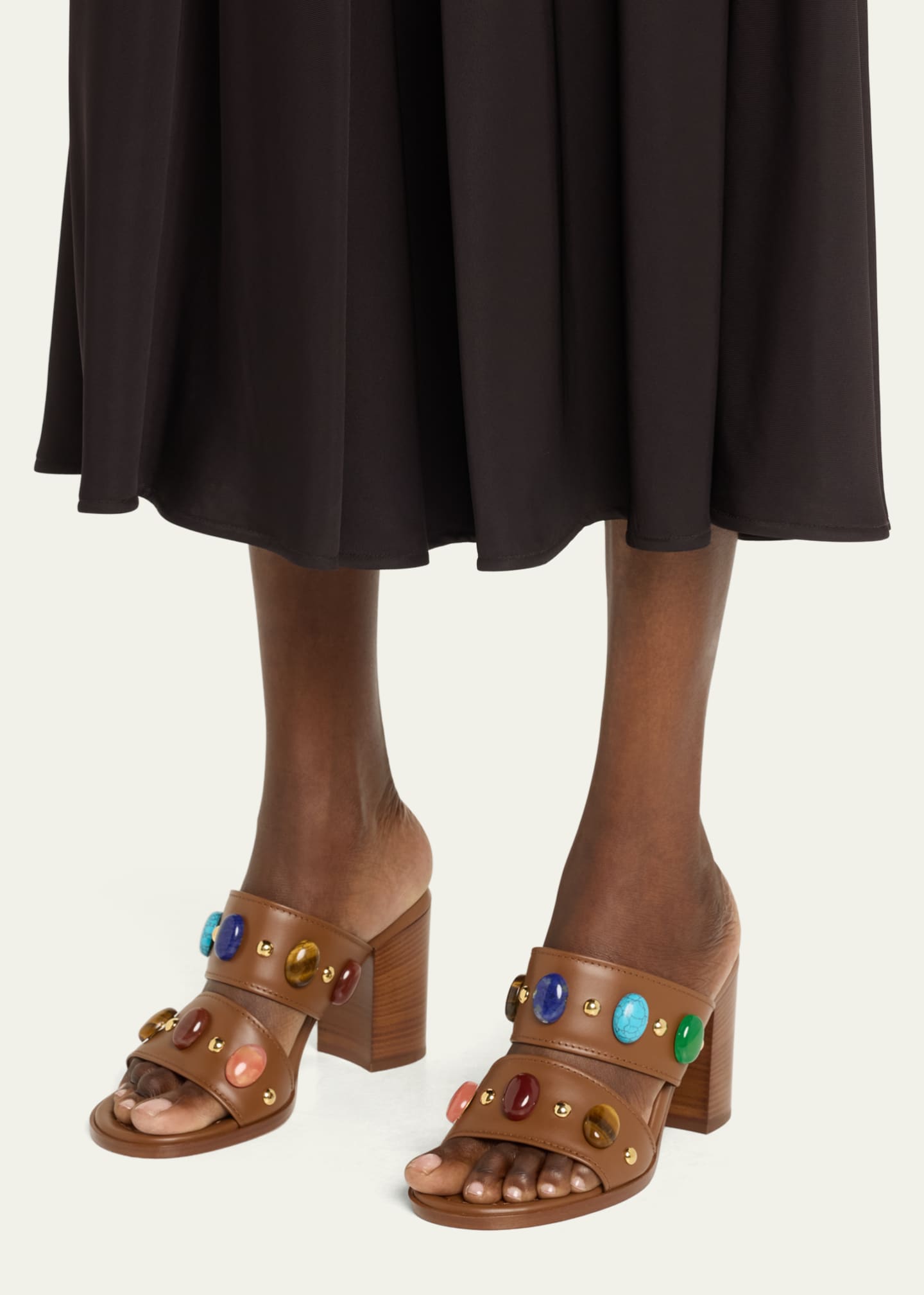 Gianvito Rossi Shanti Jeweled Dual-Band Slide Sandals Image 2 of 6