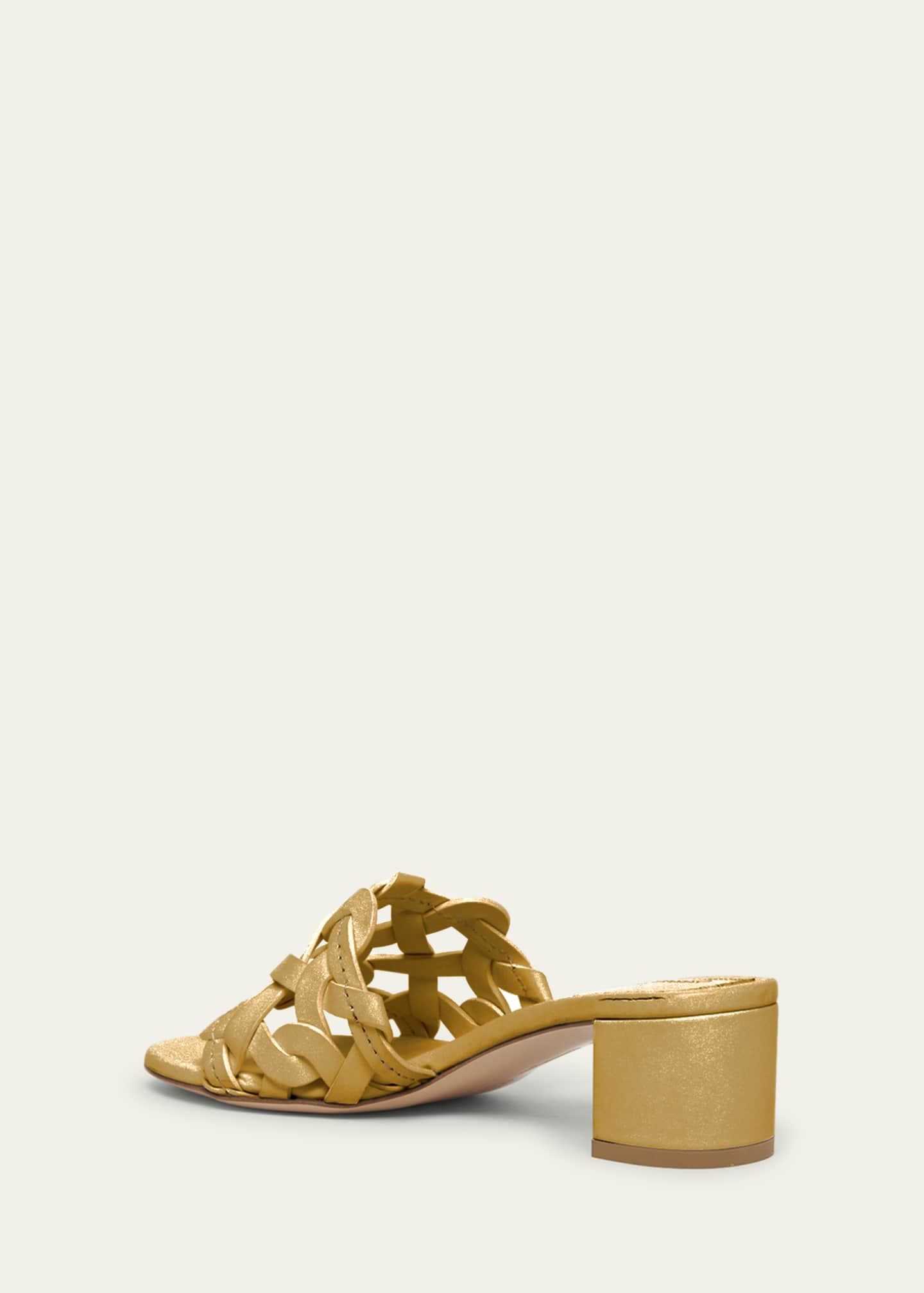 Gianvito Rossi Woven Block-Heel Mule Sandals Image 2 of 3