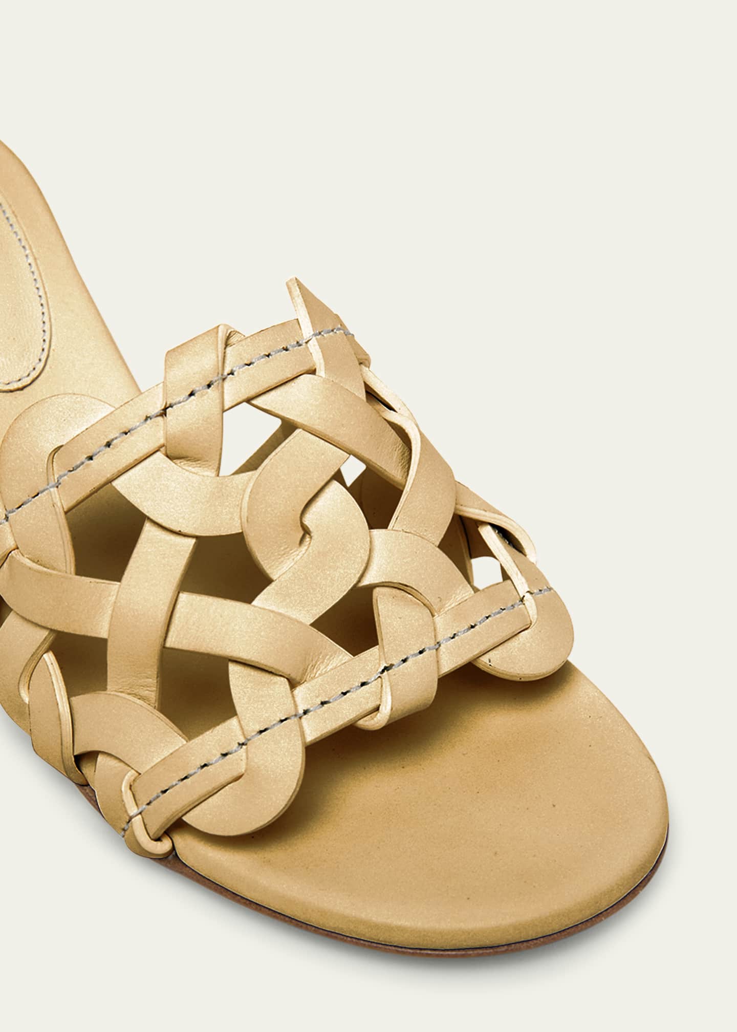 Gianvito Rossi Woven Block-Heel Mule Sandals Image 3 of 3