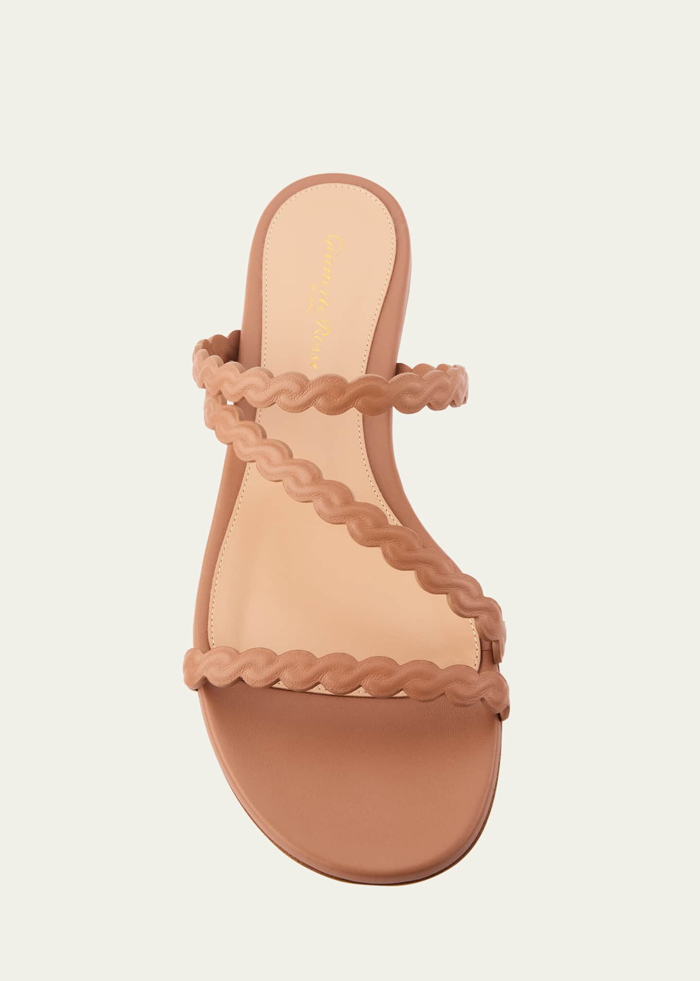 Gianvito Rossi Braided Leather Flat Slingback Sandals Image 6 of 6