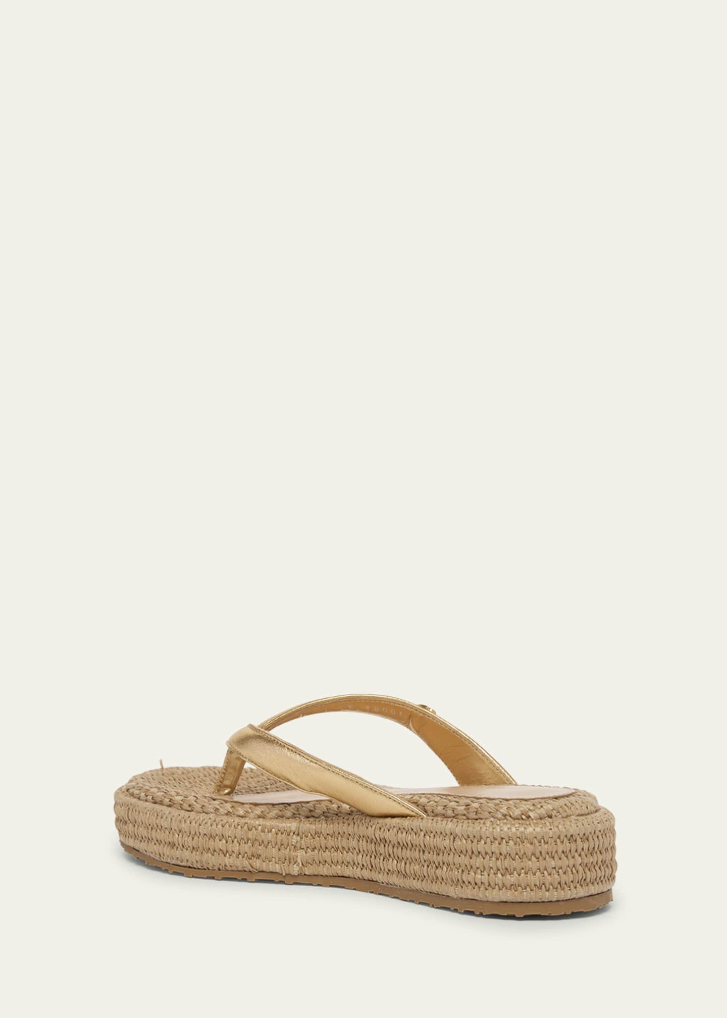 Gianvito Rossi Metallic Raffia Thong Platform Sandals Image 2 of 3