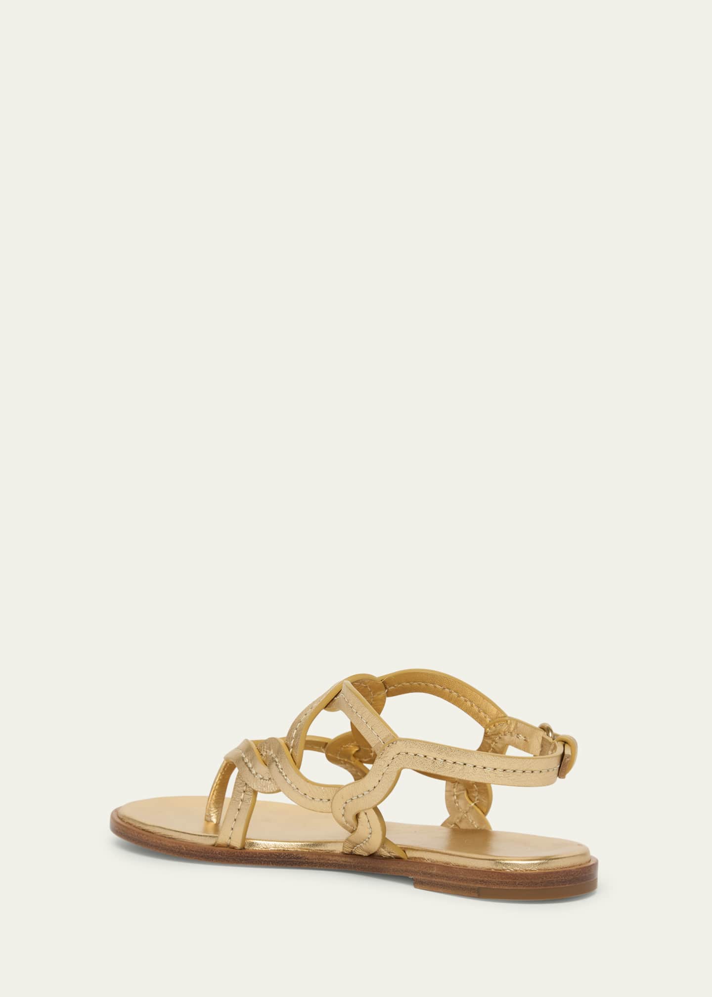 Gianvito Rossi Metallic Caged Flat Slingback Sandals Image 2 of 3