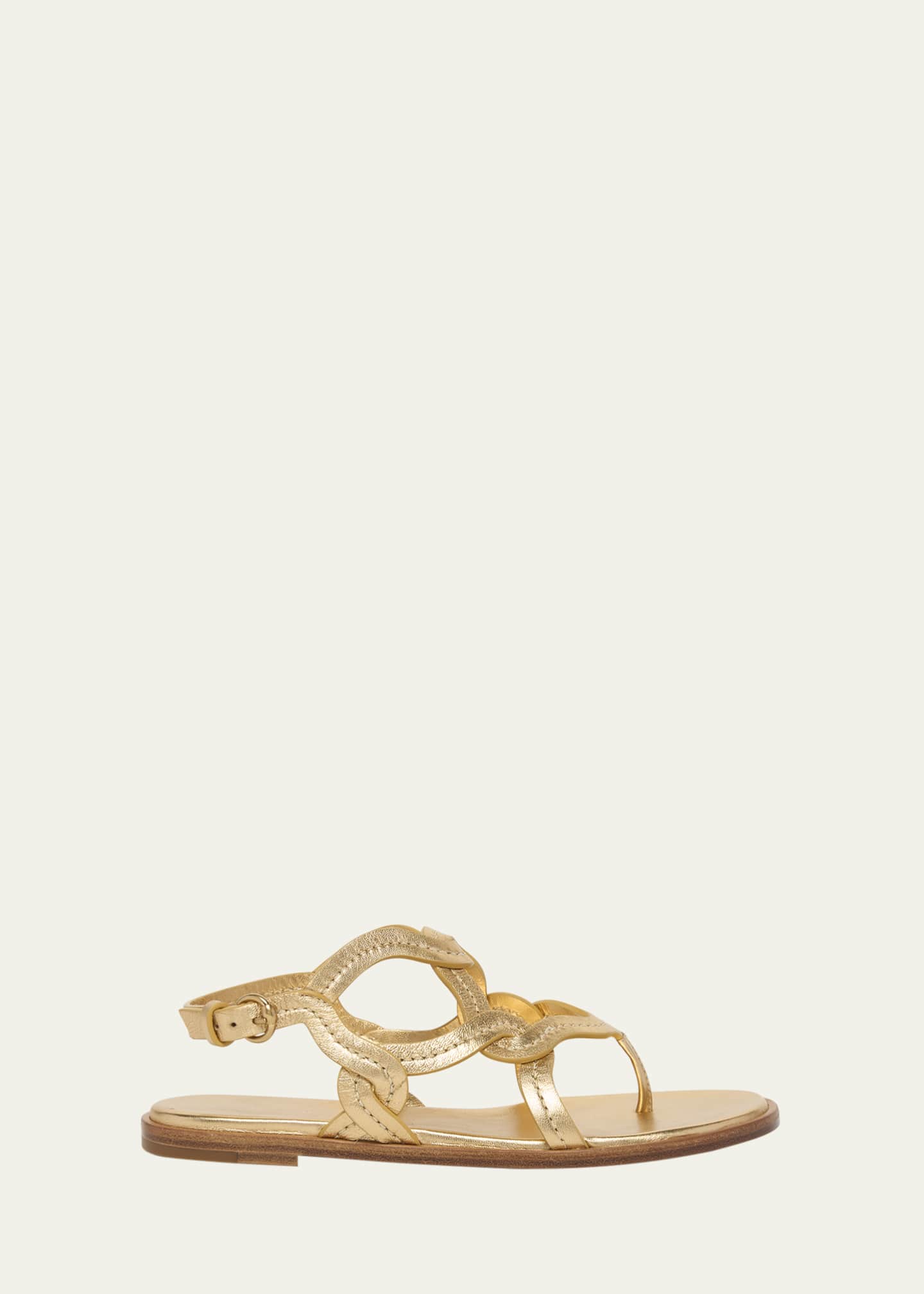 Gianvito Rossi Metallic Caged Flat Slingback Sandals Image 1 of 3