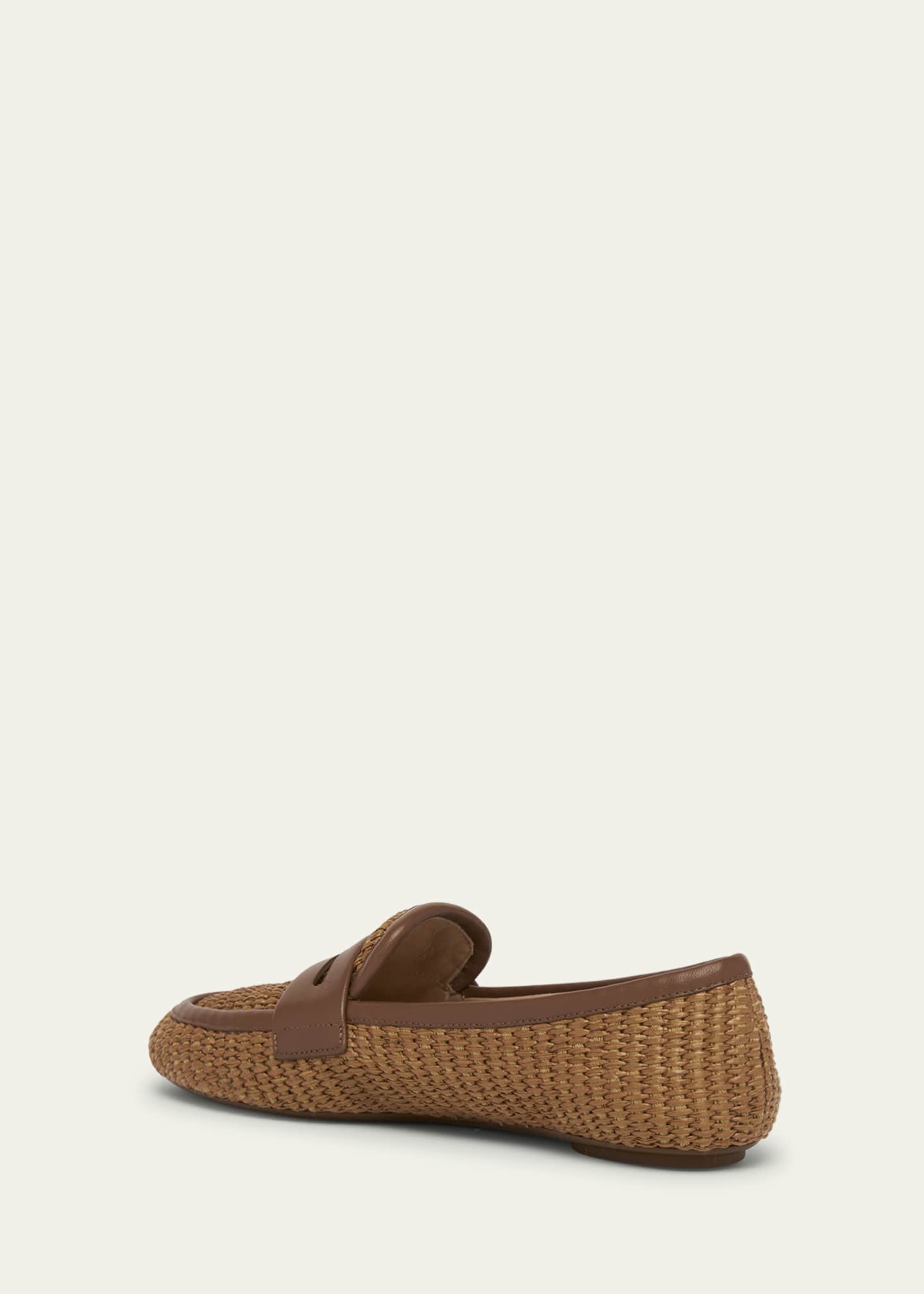Raffia Leather Penny Loafers