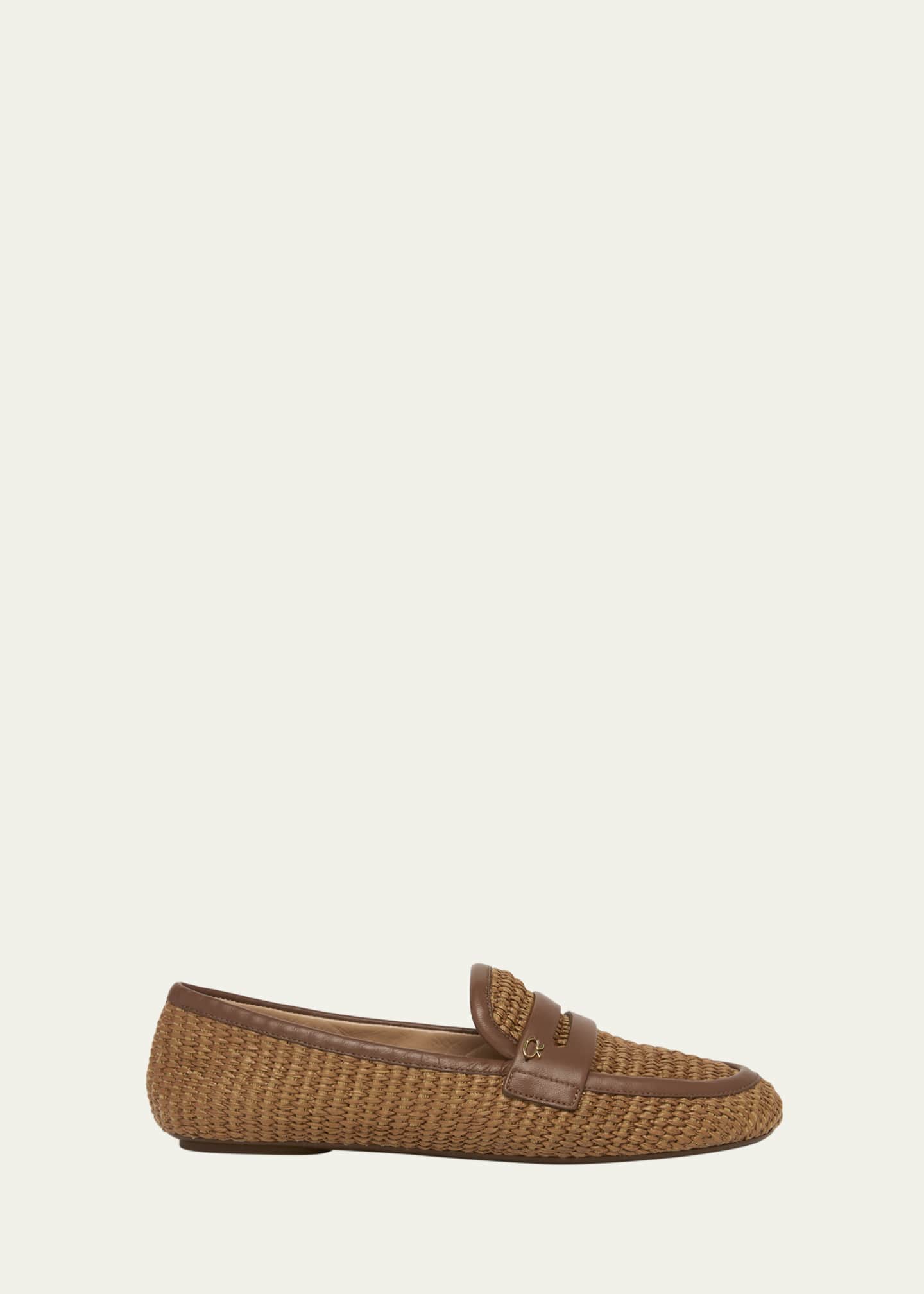 Raffia Leather Penny Loafers