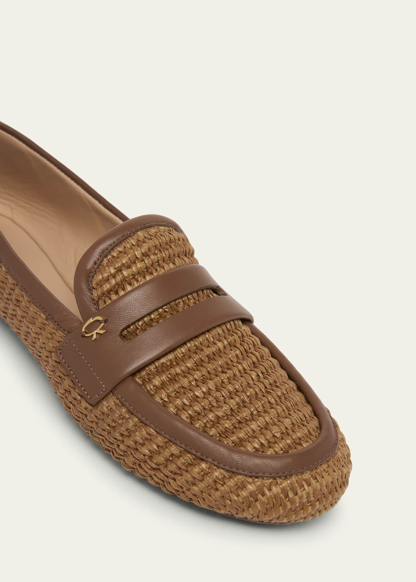 Raffia Leather Penny Loafers