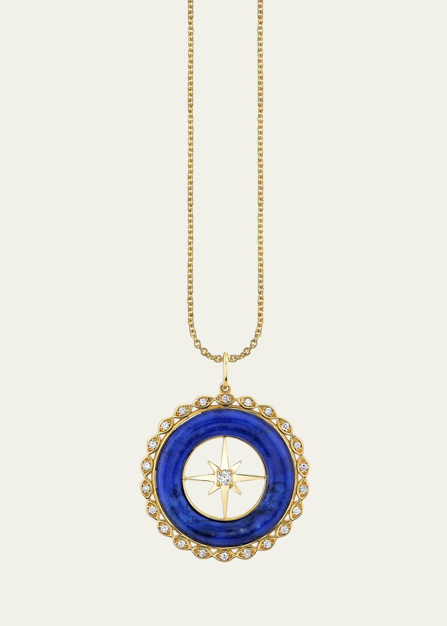 Sydney Evan 14K Yellow Gold Starburst Lapis and Diamond Pendant
