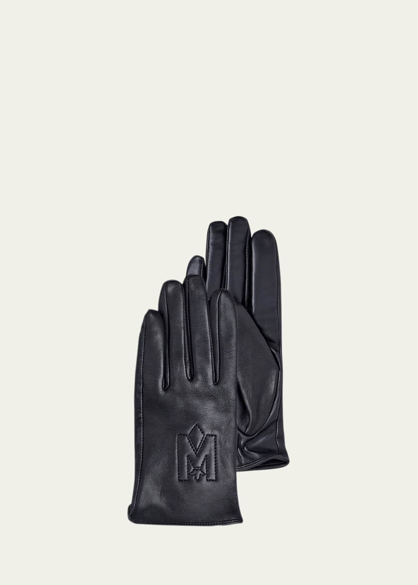 Mackage Eunice Leather Logo Gloves with Cashmere Lining