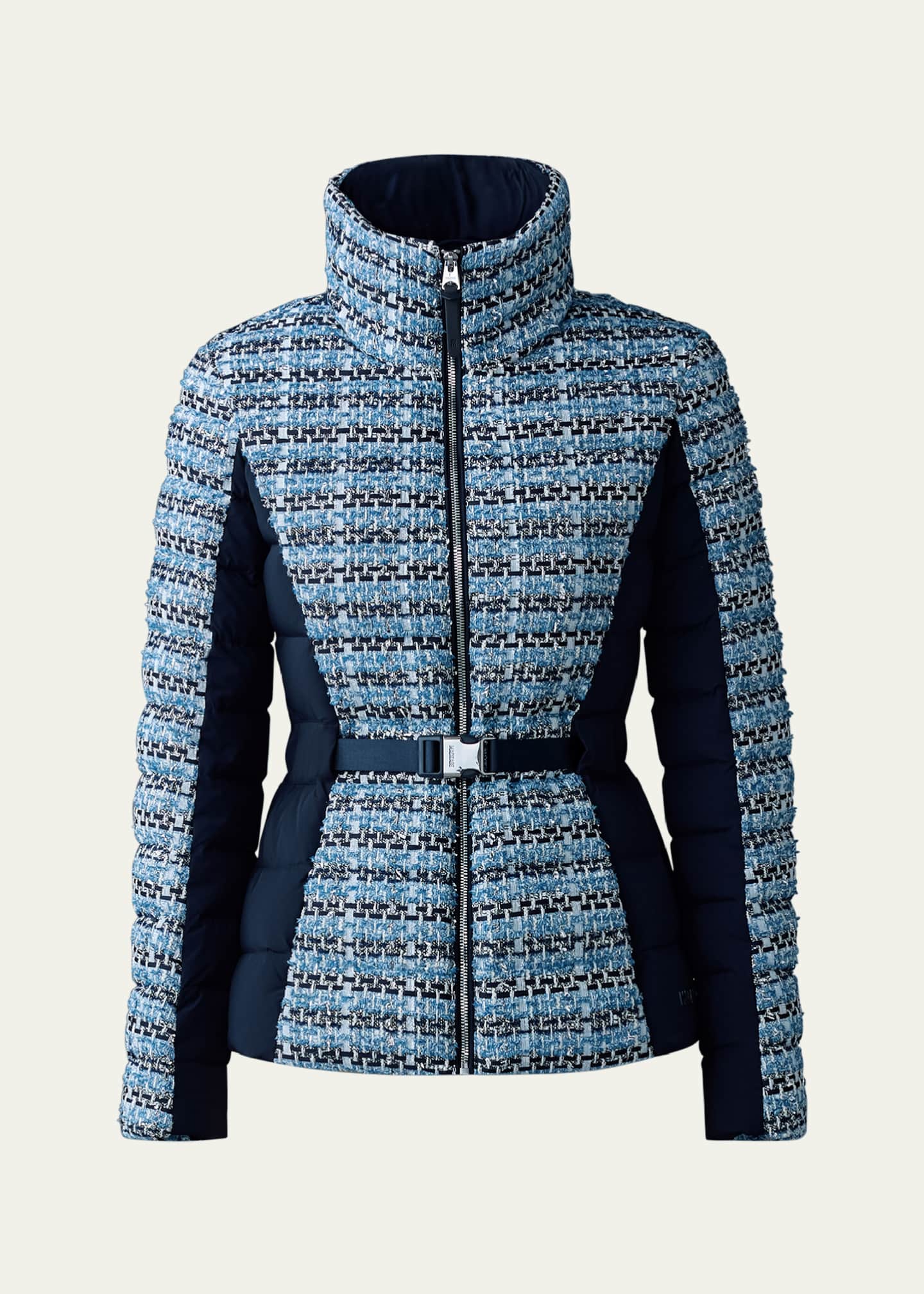 Mackage Evita Mixed Media Tweed Down Jacket